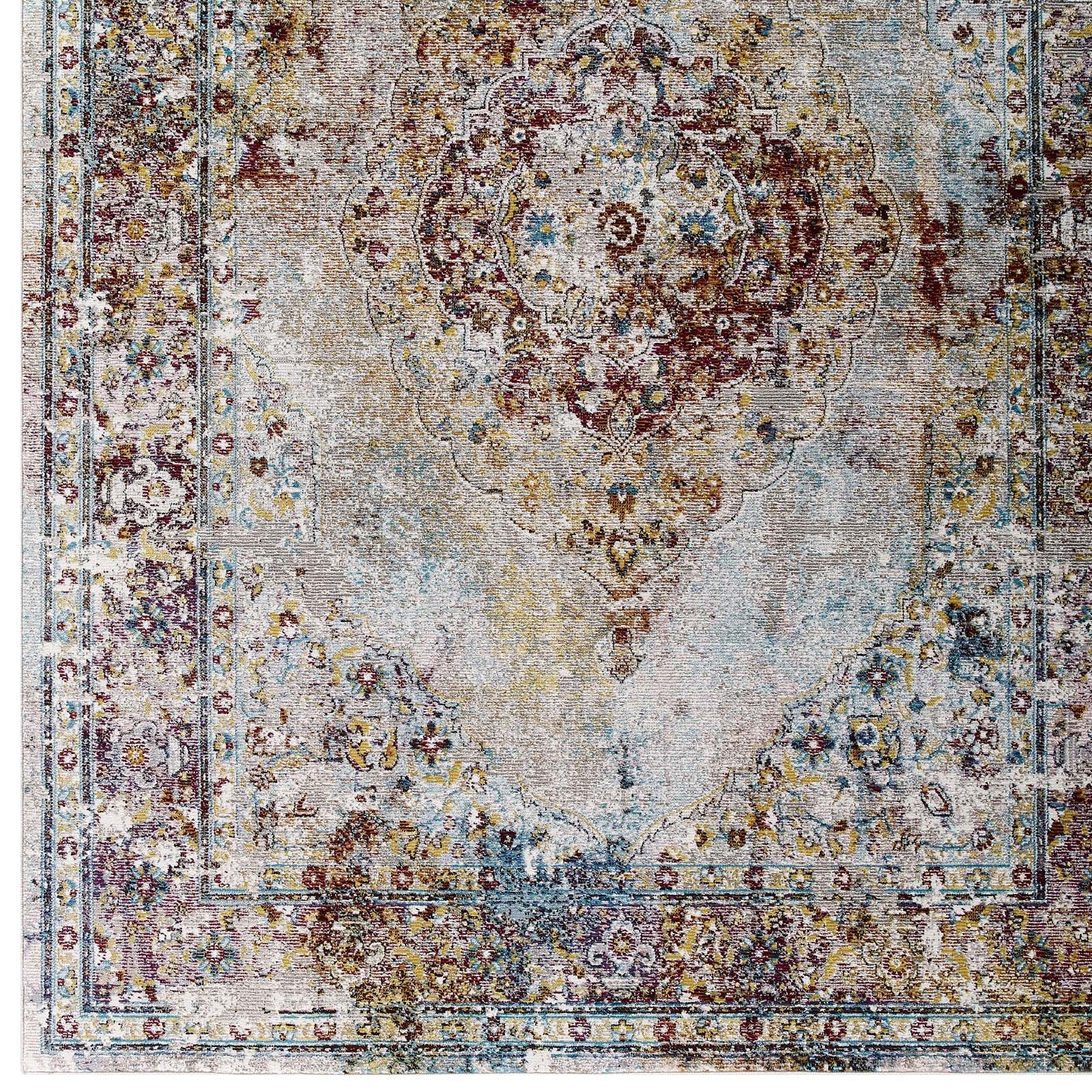 Modway Success Merritt Transitional Distressed Floral Persian Medallion 4x6 Area Rug | Rugs | Modishstore-2
