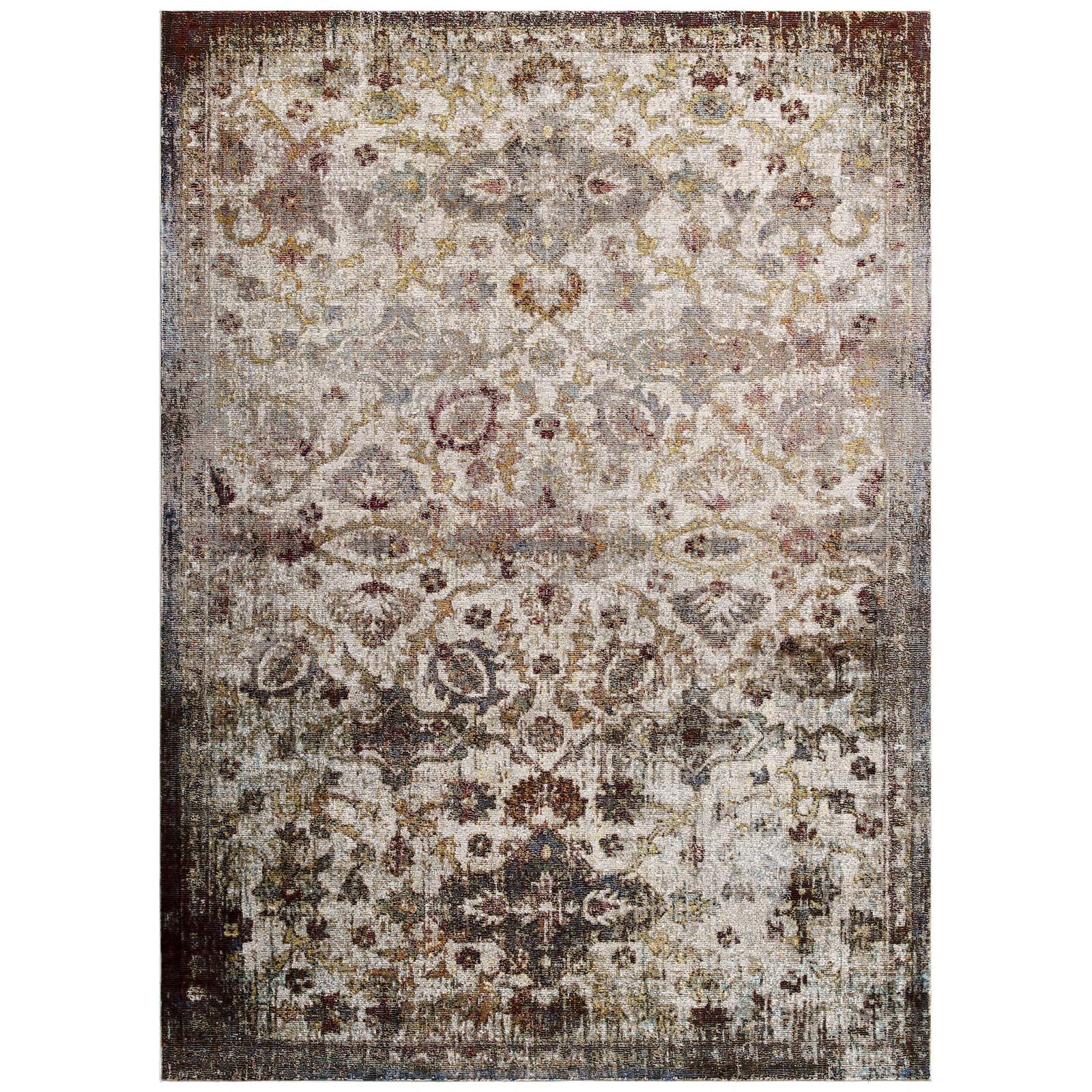 Modway Success Kaede Distressed Vintage Floral Moroccan Trellis 4x6 Area Rug | Rugs | Modishstore