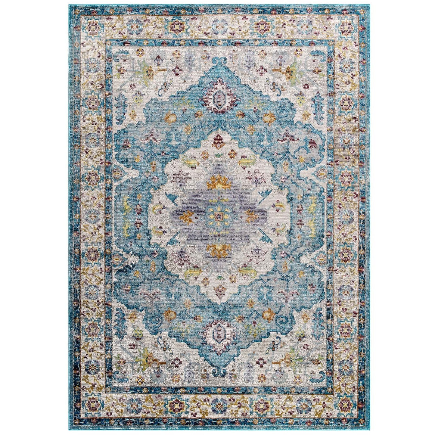 Modway Success Anisah Distressed Vintage Floral Persian Medallion 4x6 Area Rug