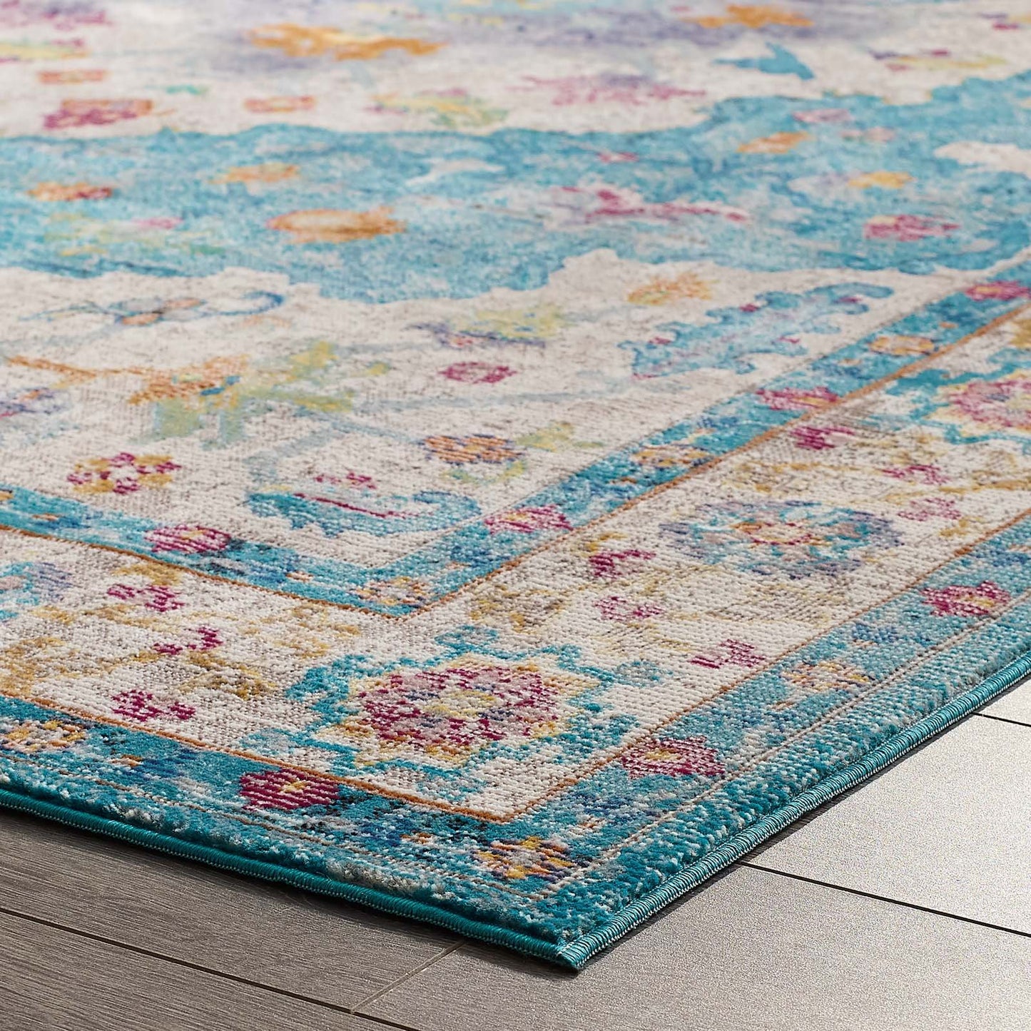 Modway Success Anisah Distressed Vintage Floral Persian Medallion 4x6 Area Rug