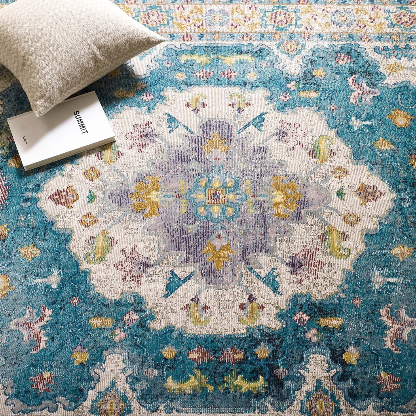 Modway Success Anisah Distressed Vintage Floral Persian Medallion 4x6 Area Rug