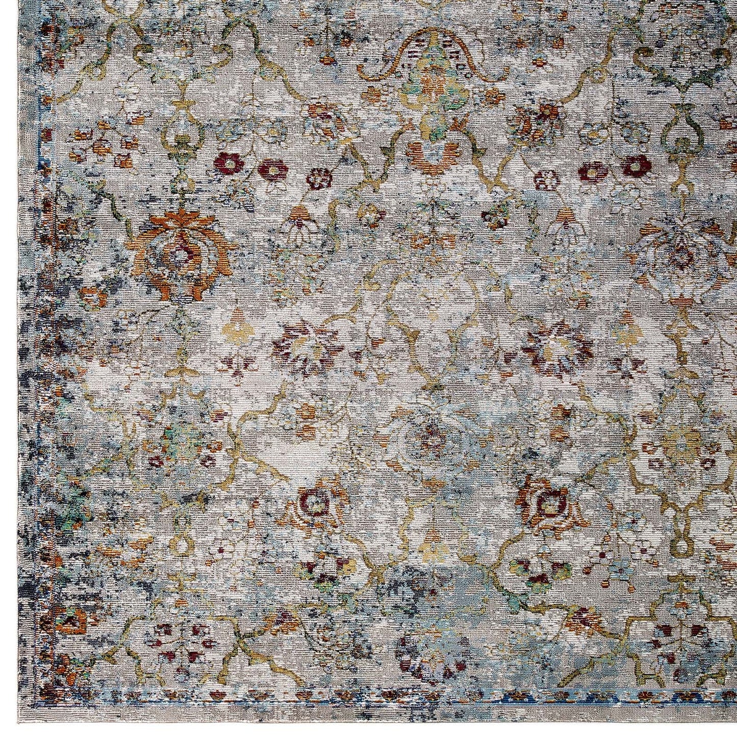 Modway Success Manuka Distressed Vintage Floral Lattice 4x6 Area Rug | Rugs | Modishstore-2