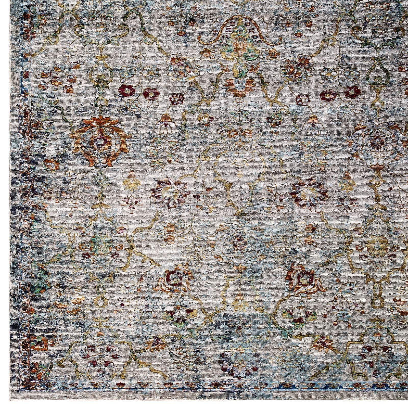 Modway Success Manuka Distressed Vintage Floral Lattice 4x6 Area Rug | Rugs | Modishstore-2