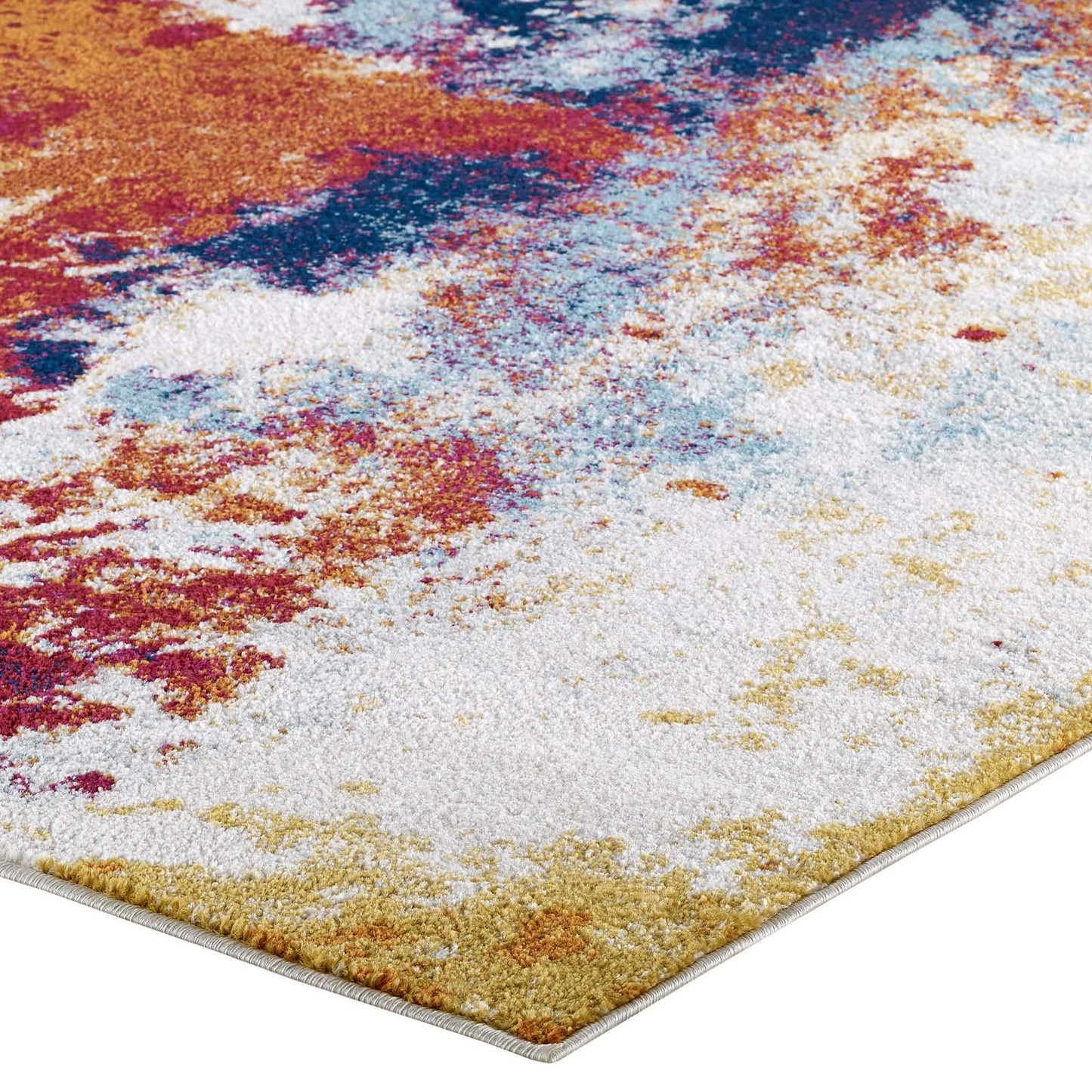 Modway Entourage Adeline Contemporary Modern Abstract 5x8 Area Rug Red, Orange, Yellow, Blue, Ivory