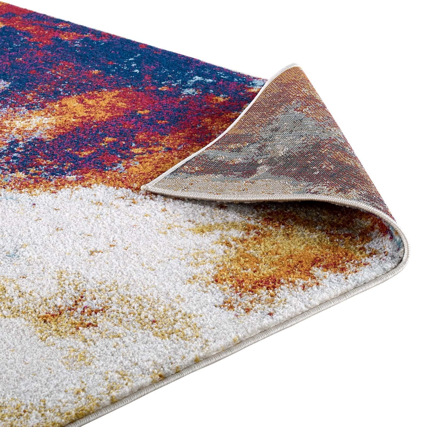 Modway Entourage Adeline Contemporary Modern Abstract 5x8 Area Rug Red, Orange, Yellow, Blue, Ivory