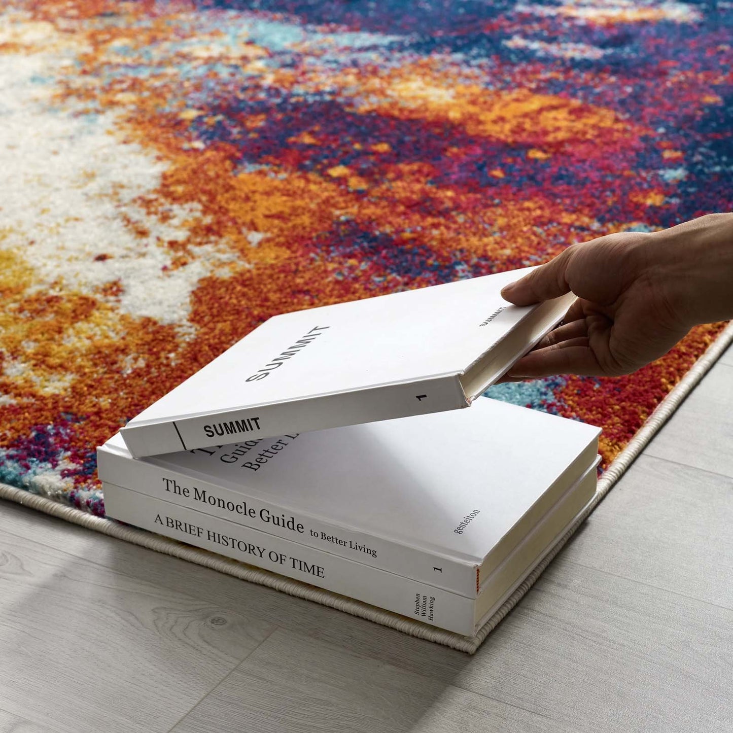 Modway Entourage Adeline Contemporary Modern Abstract 5x8 Area Rug Red, Orange, Yellow, Blue, Ivory