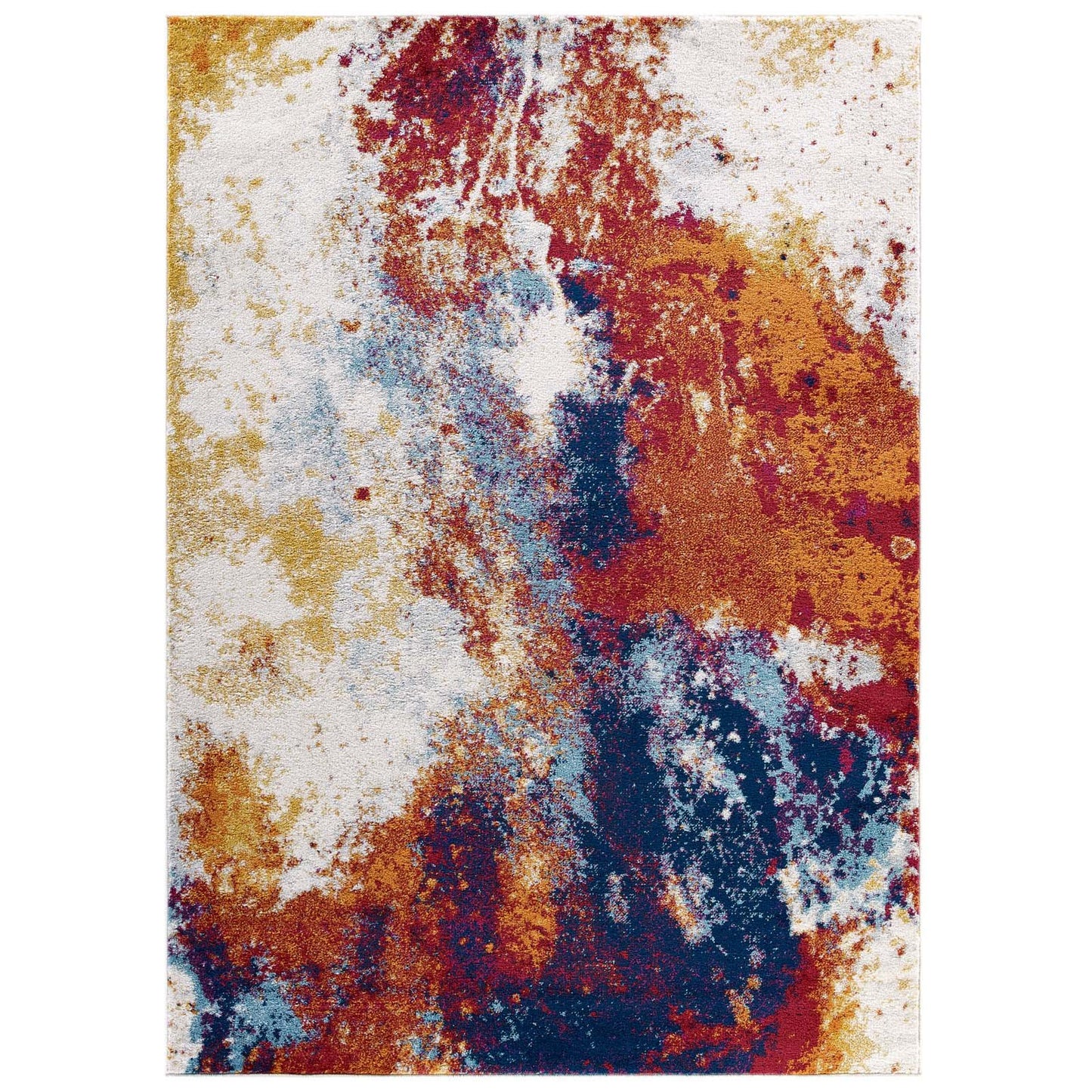 Modway Entourage Adeline Contemporary Modern Abstract 8x10 Area Rug Red, Orange, Yellow, Blue, Ivory