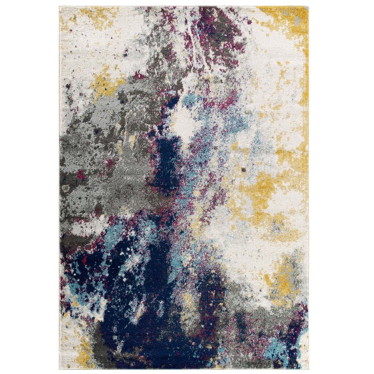 Modway Entourage Adeline Contemporary Modern Abstract 8x10 Area Rug Blue, Gray, Yellow, Ivory, Pink | Rugs | 