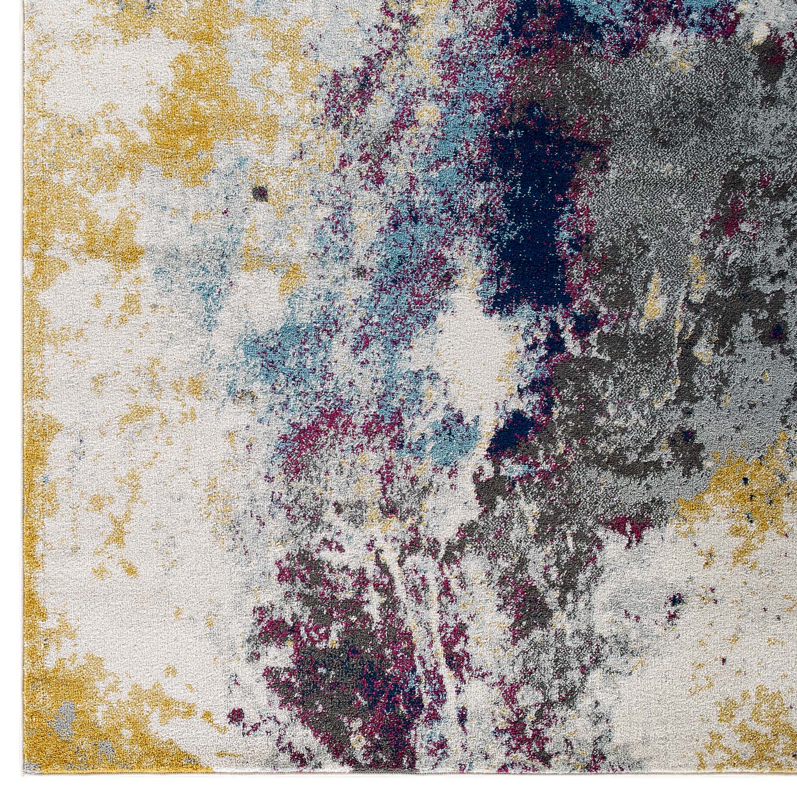 Modway Entourage Adeline Contemporary Modern Abstract 8x10 Area Rug Blue, Gray, Yellow, Ivory, Pink | Rugs | 