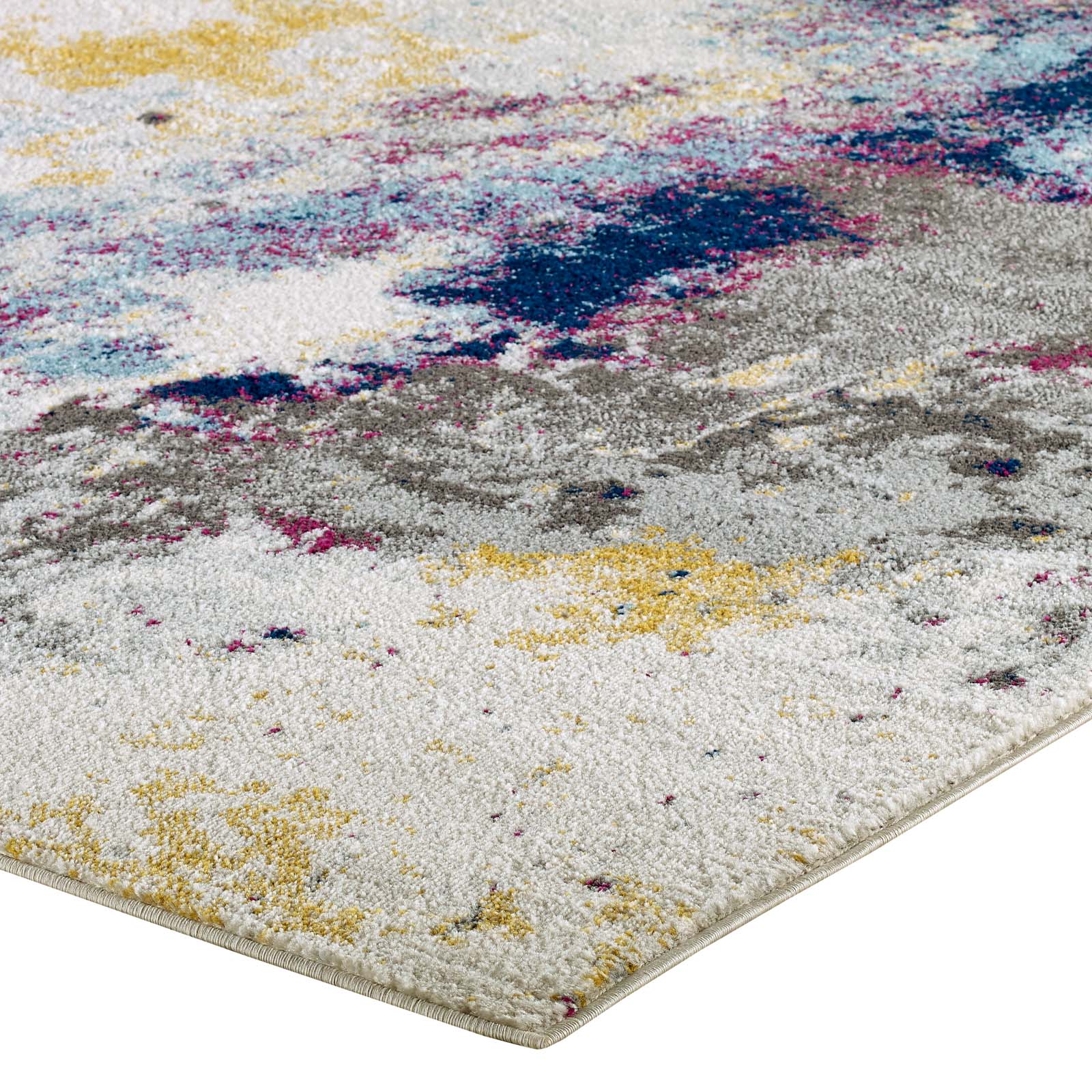 Modway Entourage Adeline Contemporary Modern Abstract 8x10 Area Rug Blue, Gray, Yellow, Ivory, Pink | Rugs | 
