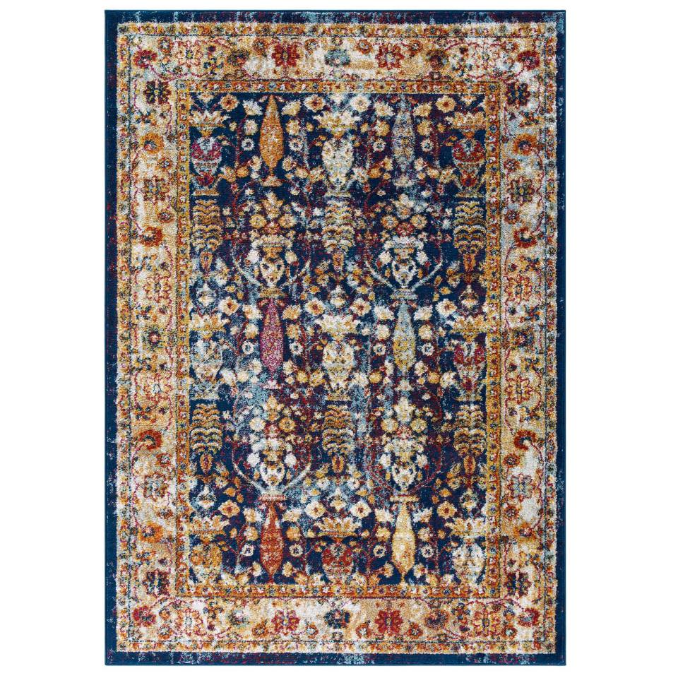 Modway Entourage Jessa Distressed Vintage Floral Lattice 8x10 Area Rug | Rugs | 