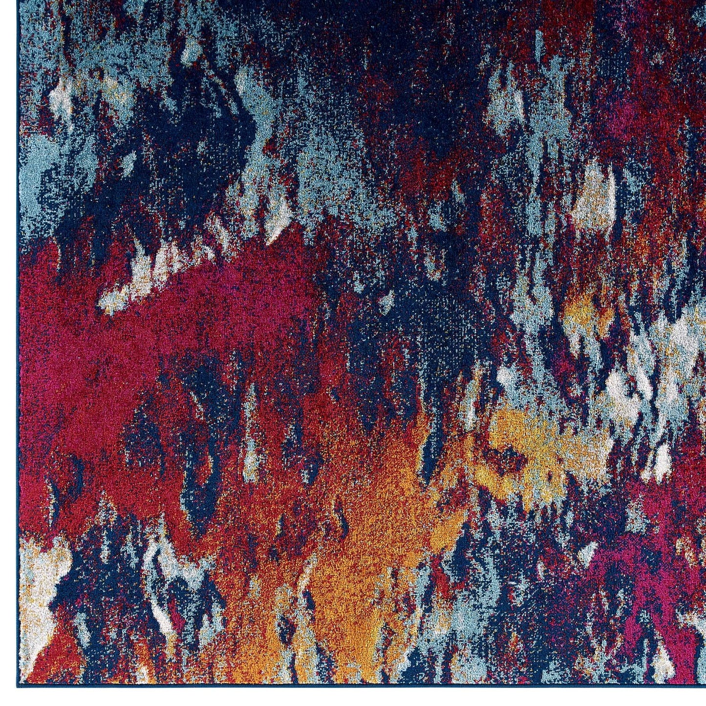 Modway Entourage Foliage Contemporary Modern Abstract 5x8 Area Rug Blue, Orange, Yellow, Red
