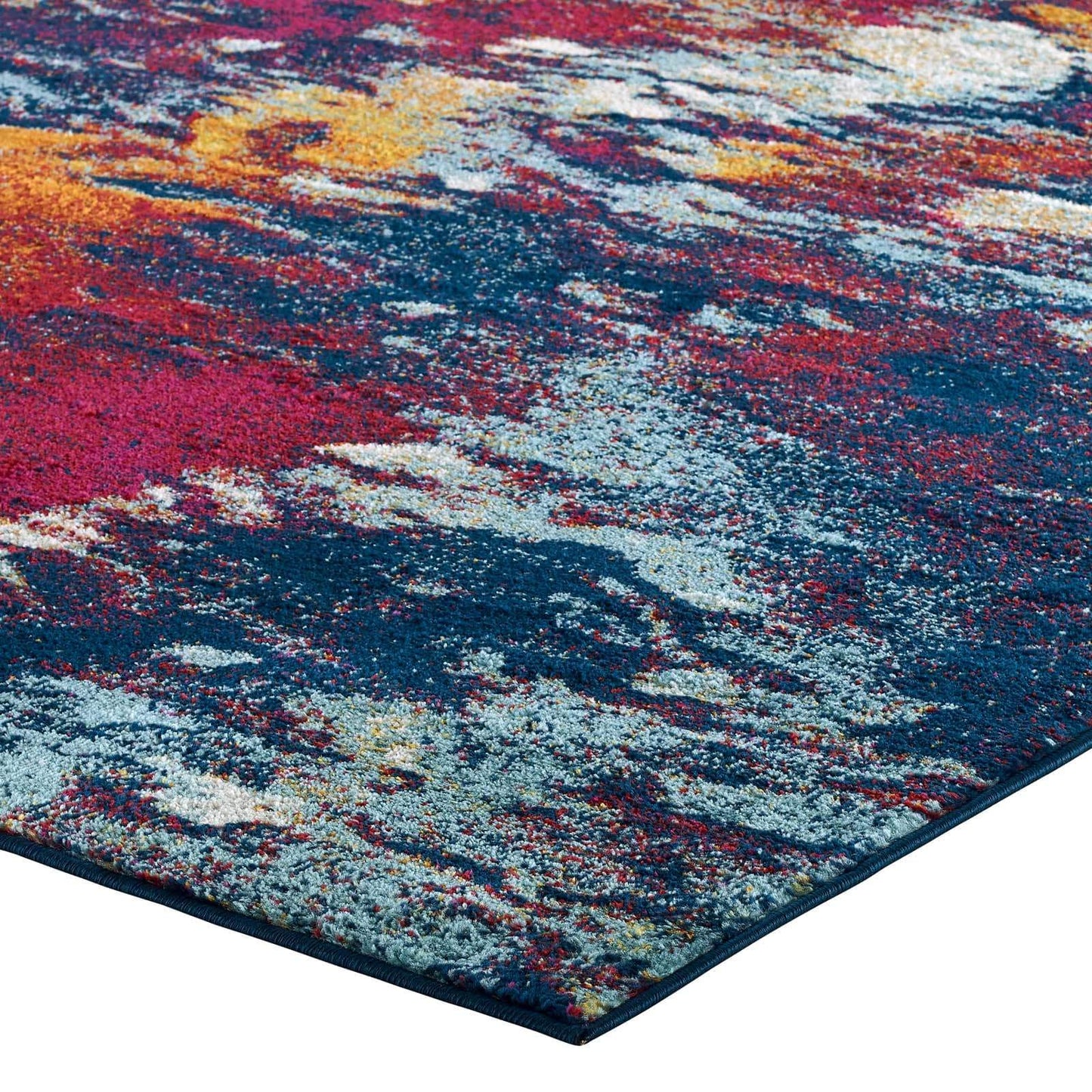 Modway Entourage Foliage Contemporary Modern Abstract 8x10 Area Rug Blue, Orange, Yellow, Red