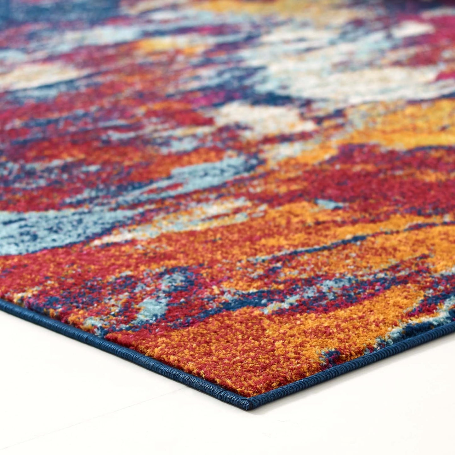 Modway Entourage Foliage Contemporary Modern Abstract 8x10 Area Rug Blue, Orange, Yellow, Red