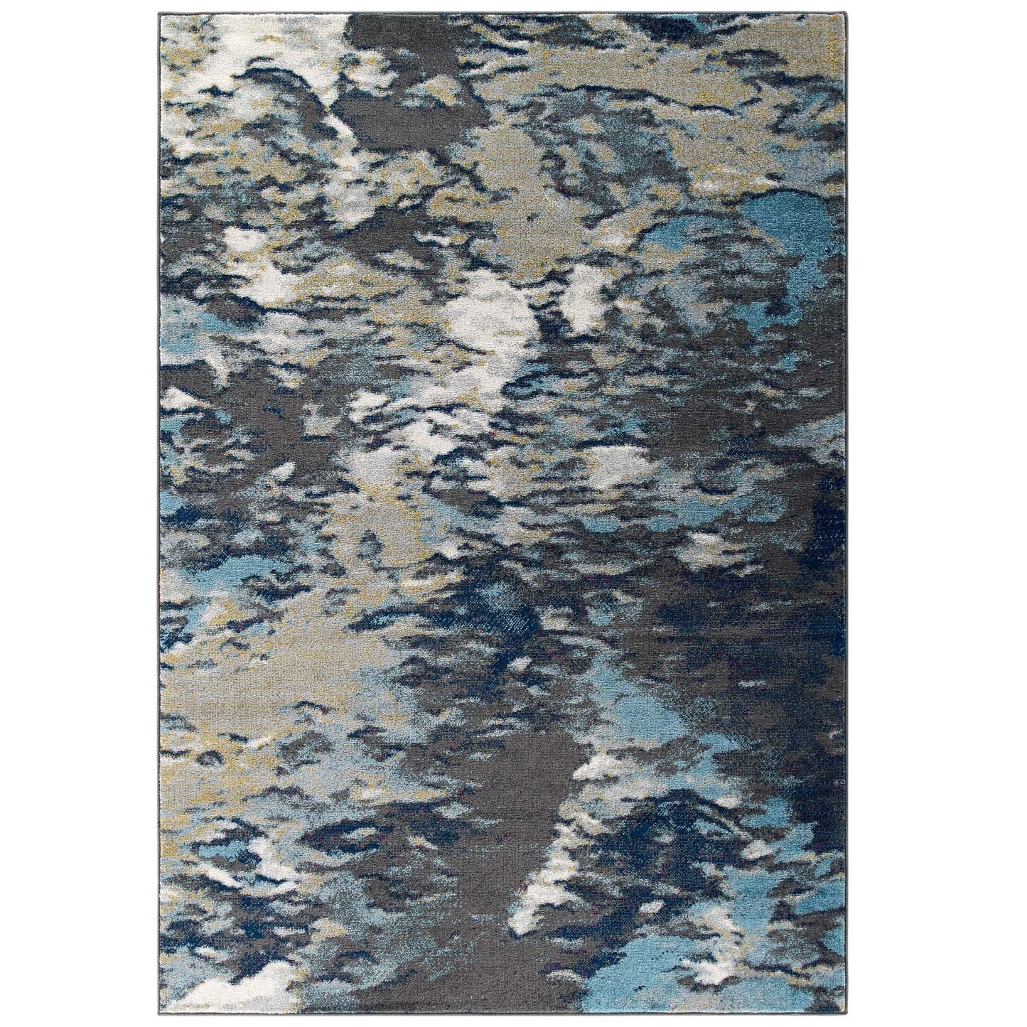 Modway Entourage Foliage Contemporary Modern Abstract 5x8 Area Rug Blue, Tan, Gray