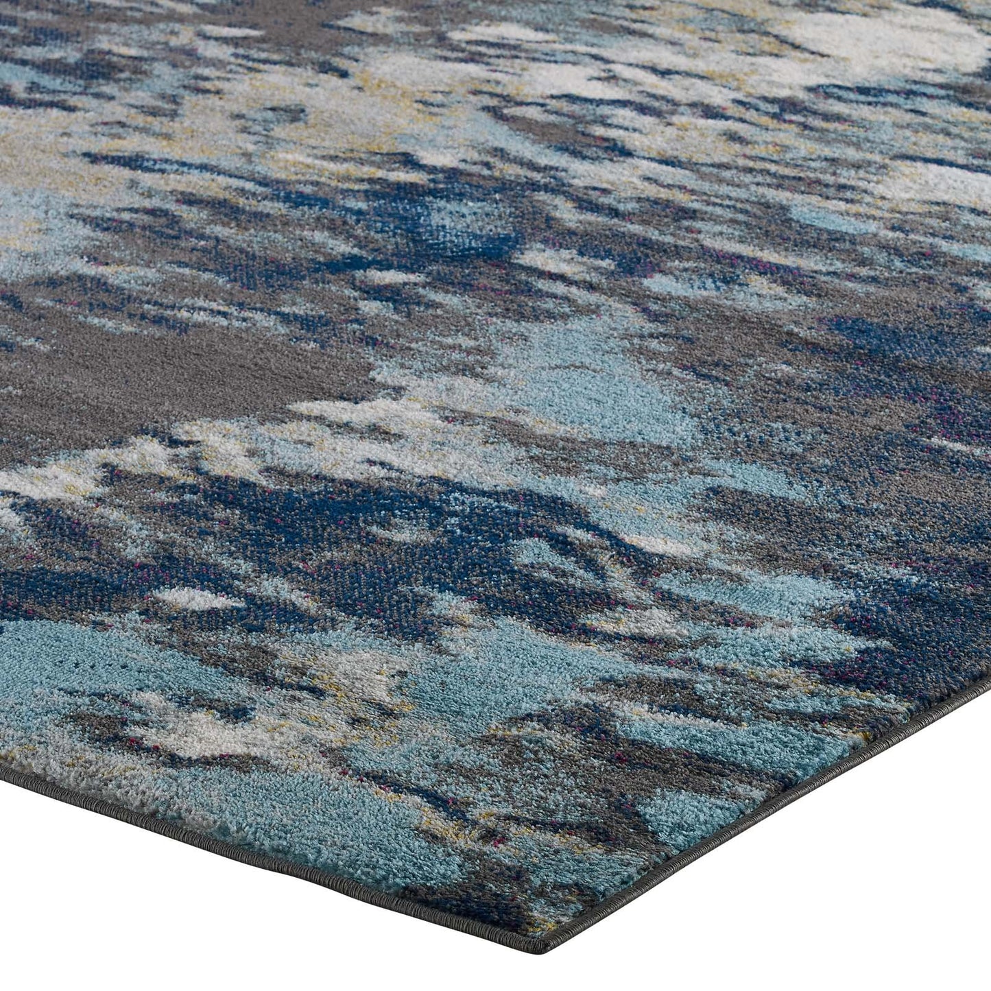Modway Entourage Foliage Contemporary Modern Abstract 5x8 Area Rug Blue, Tan, Gray