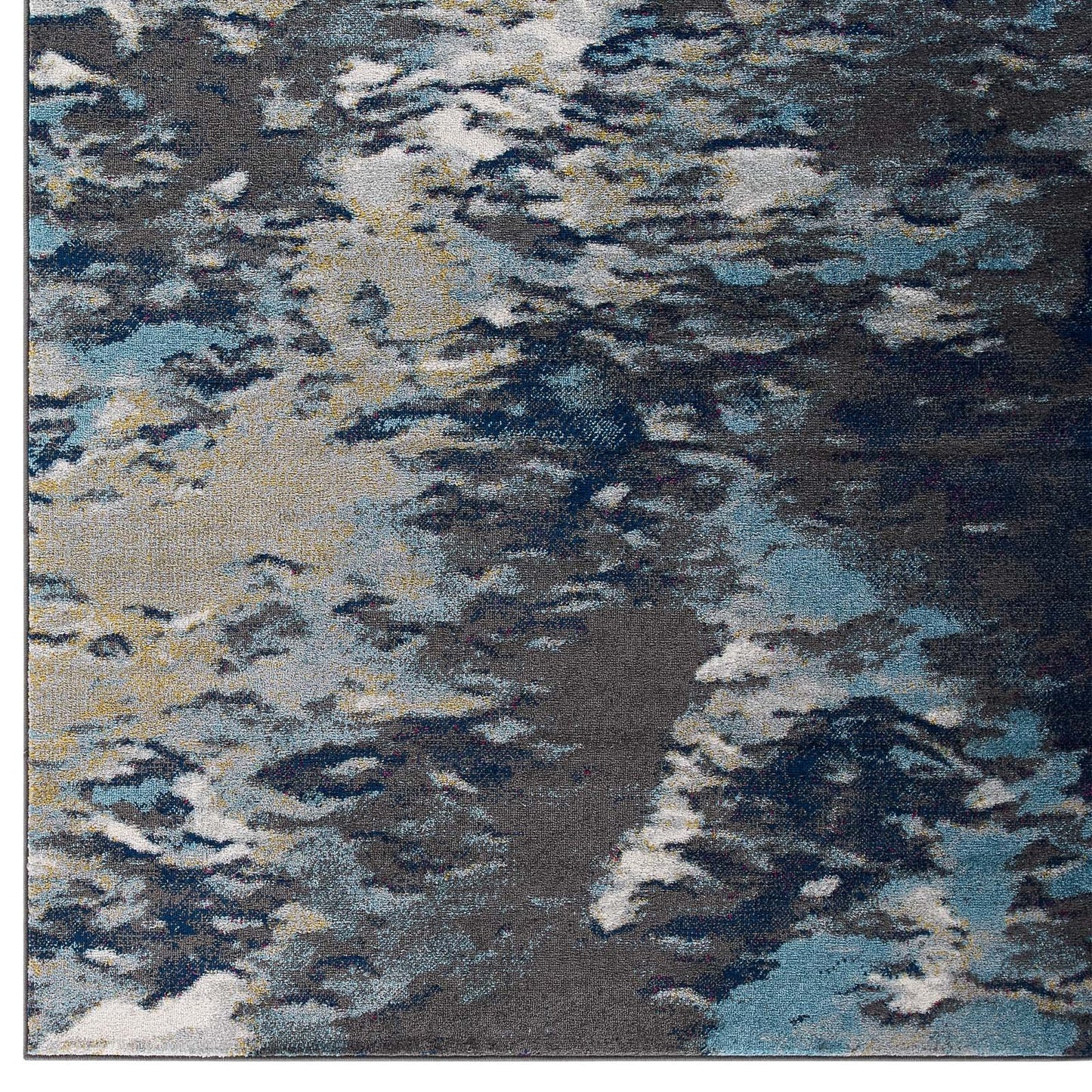 Modway Entourage Foliage Contemporary Modern Abstract 8x10 Area Rug Blue, Tan, Gray
