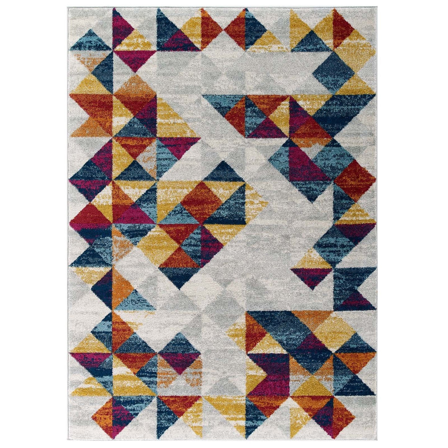 Modway Entourage Elettra Distressed Geometric Triangle Mosaic 5x8 Area Rug Multicolored