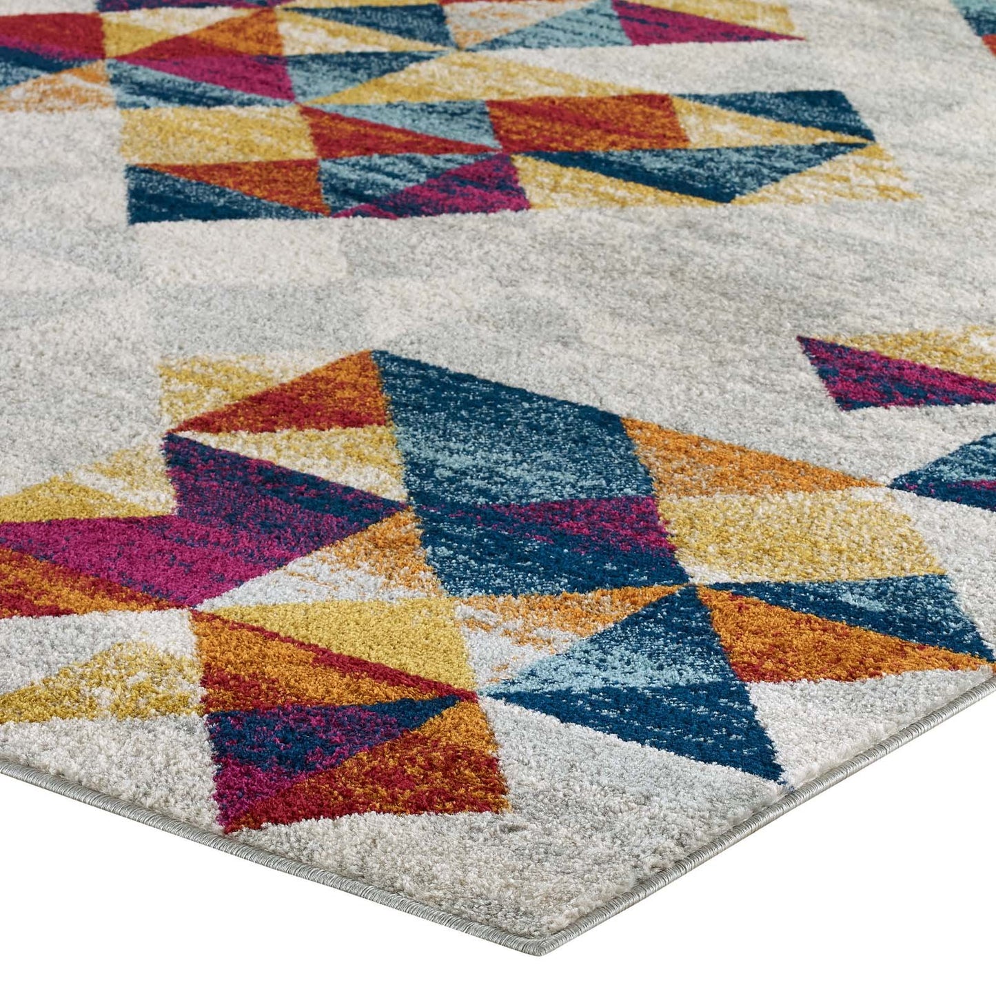 Modway Entourage Elettra Distressed Geometric Triangle Mosaic 5x8 Area Rug Multicolored