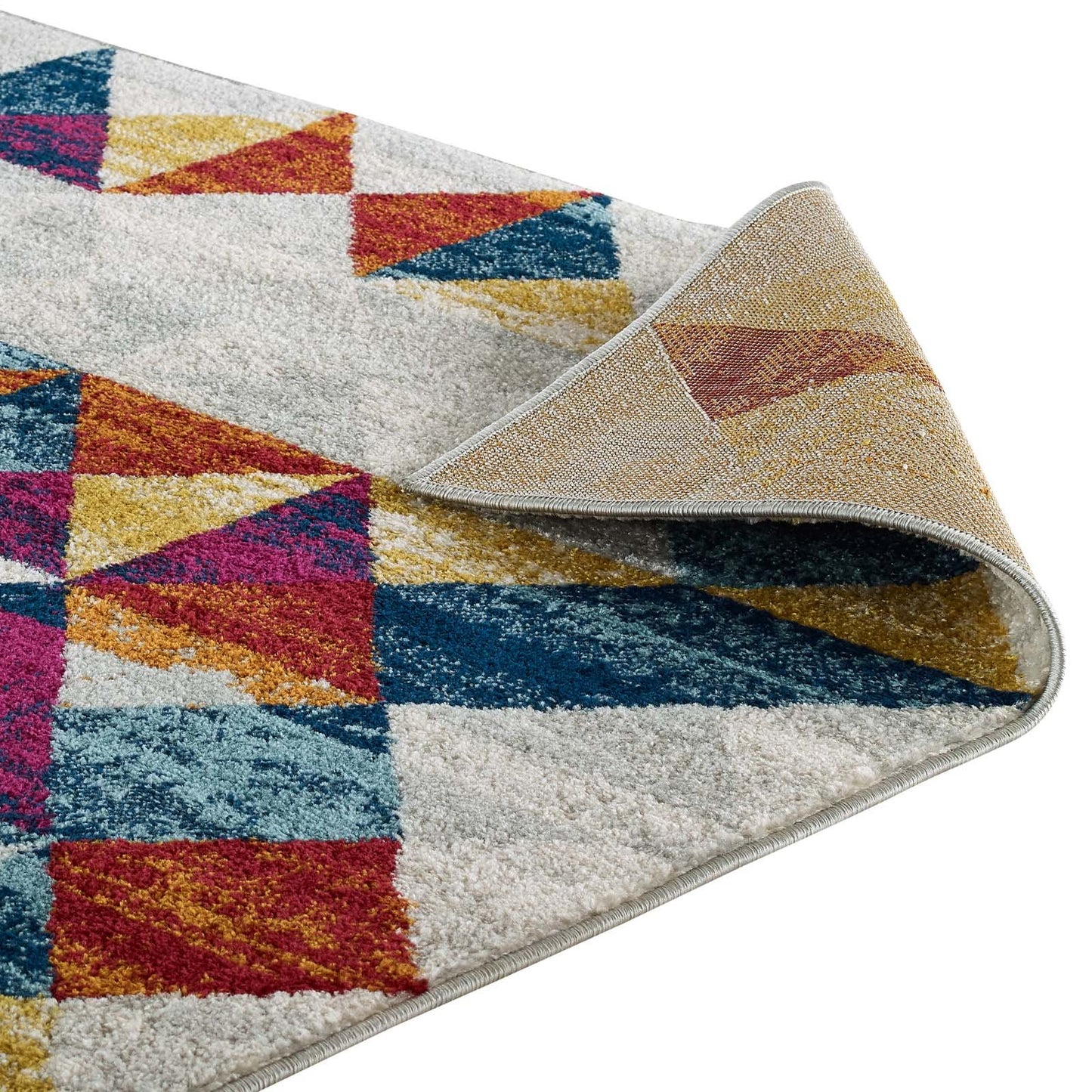 Modway Entourage Elettra Distressed Geometric Triangle Mosaic 5x8 Area Rug Multicolored