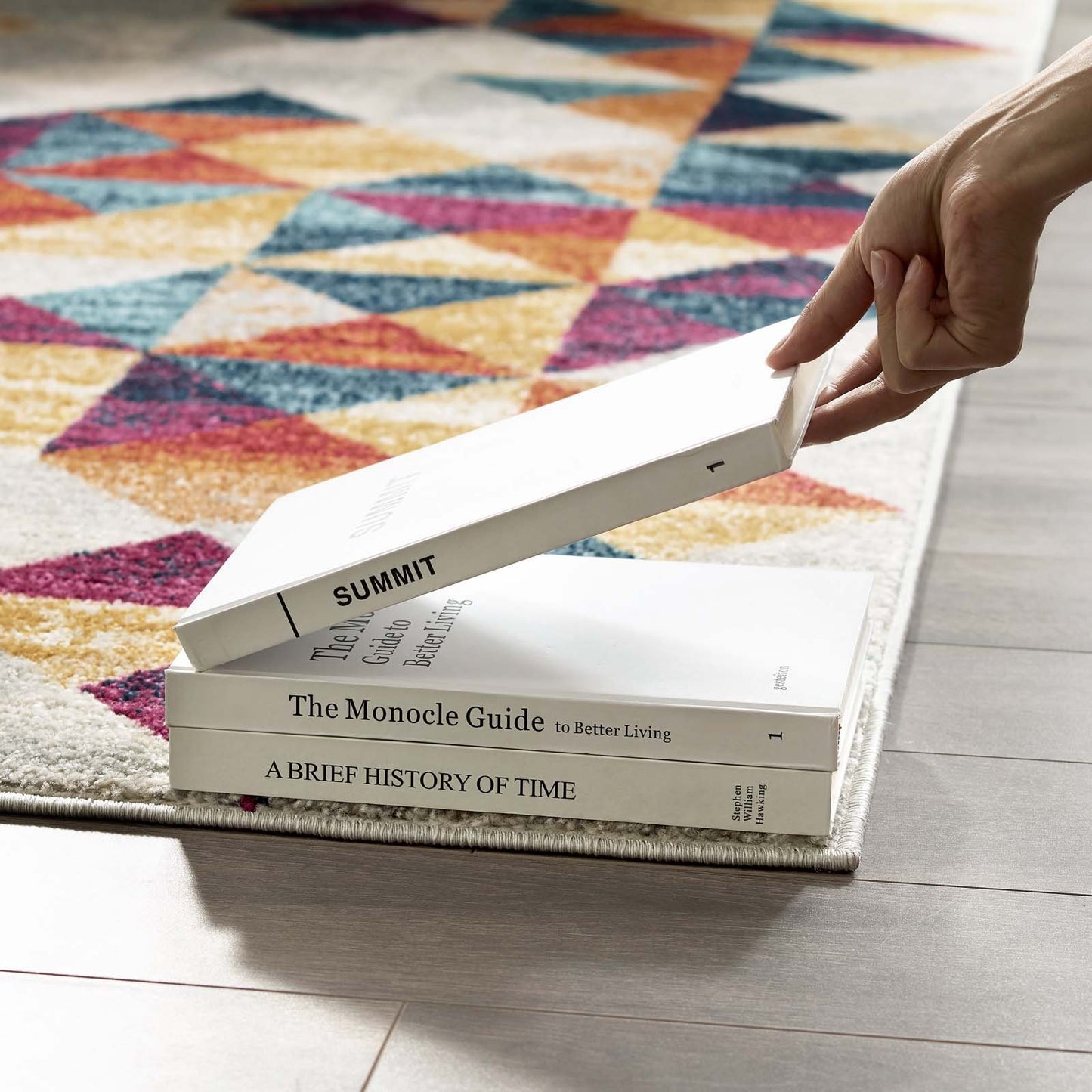 Modway Entourage Elettra Distressed Geometric Triangle Mosaic 5x8 Area Rug Multicolored