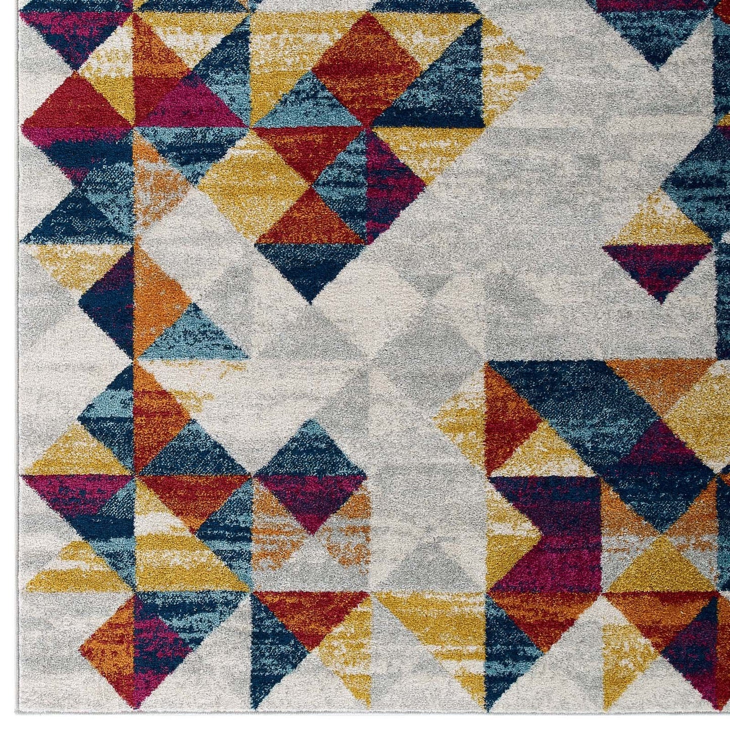 Modway Entourage Elettra Distressed Geometric Triangle Mosaic 8x10 Area Rug Multicolored