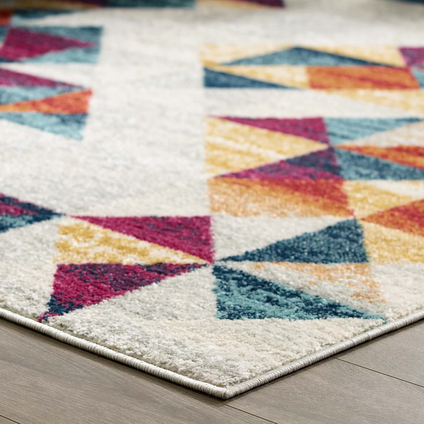 Modway Entourage Elettra Distressed Geometric Triangle Mosaic 8x10 Area Rug Multicolored