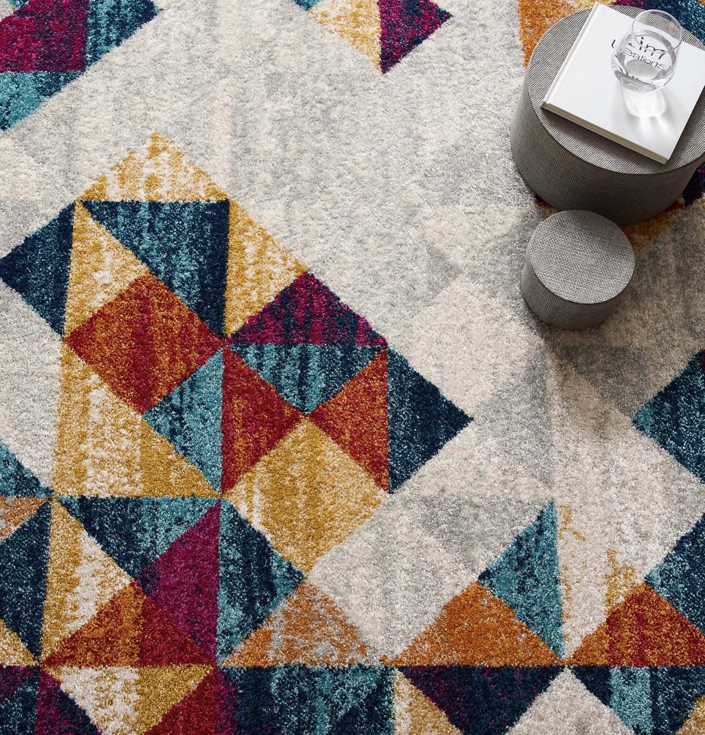 Modway Entourage Elettra Distressed Geometric Triangle Mosaic 8x10 Area Rug Multicolored