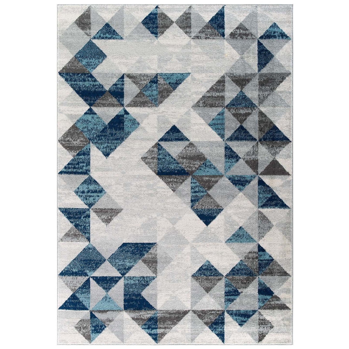 Modway Entourage Elettra Distressed Geometric Triangle Mosaic 5x8 Area Rug Gray and Blue
