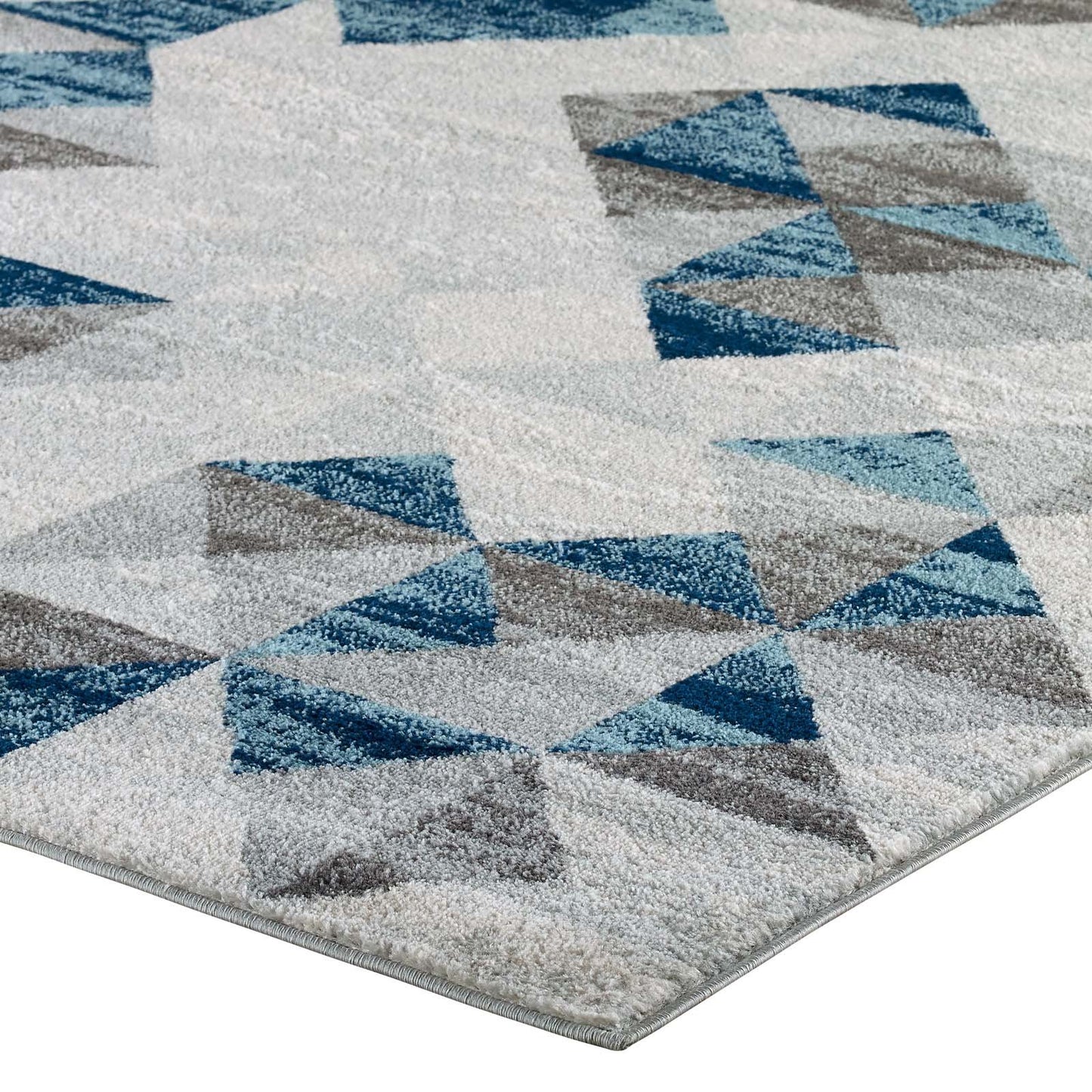 Modway Entourage Elettra Distressed Geometric Triangle Mosaic 5x8 Area Rug Gray and Blue