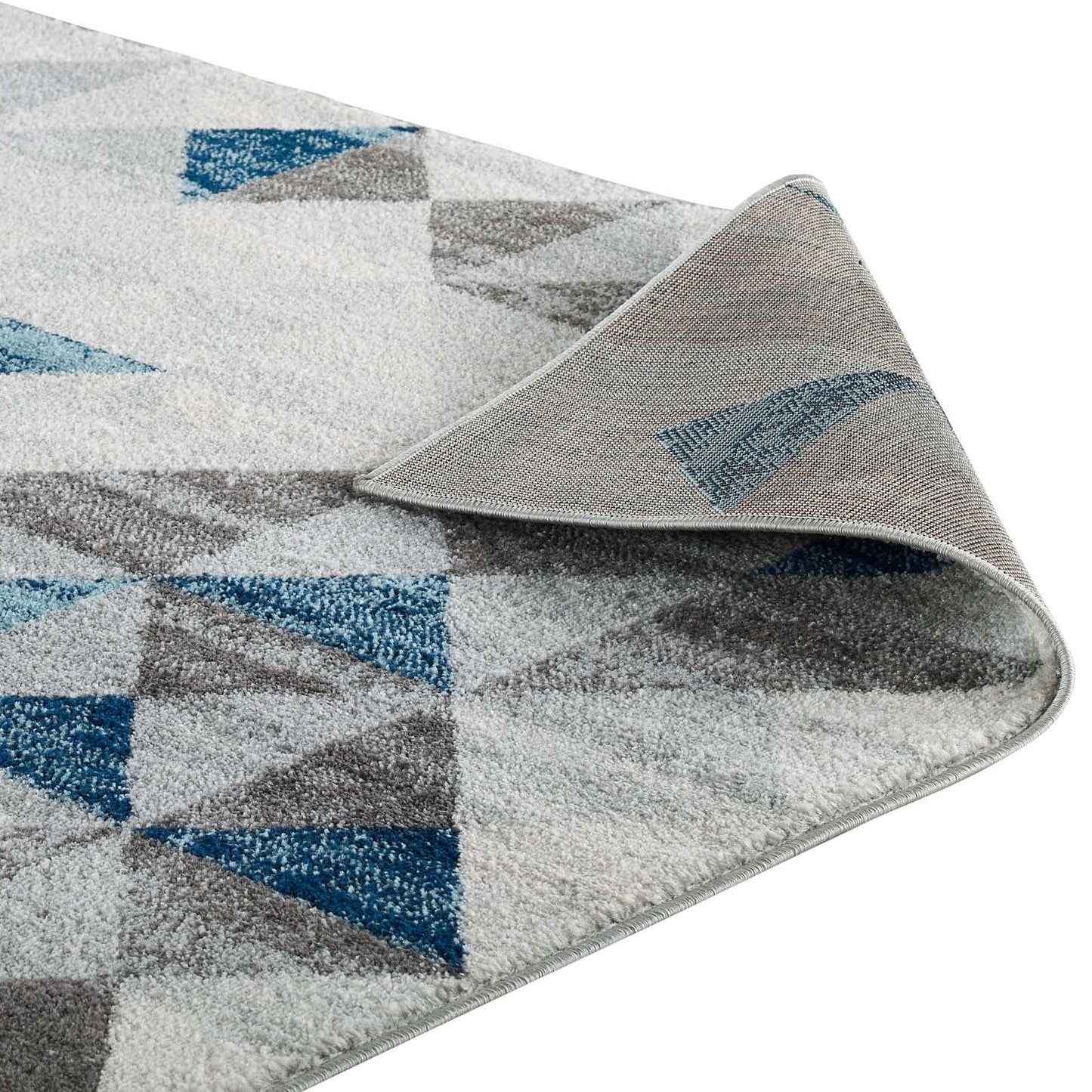 Modway Entourage Elettra Distressed Geometric Triangle Mosaic 5x8 Area Rug Gray and Blue
