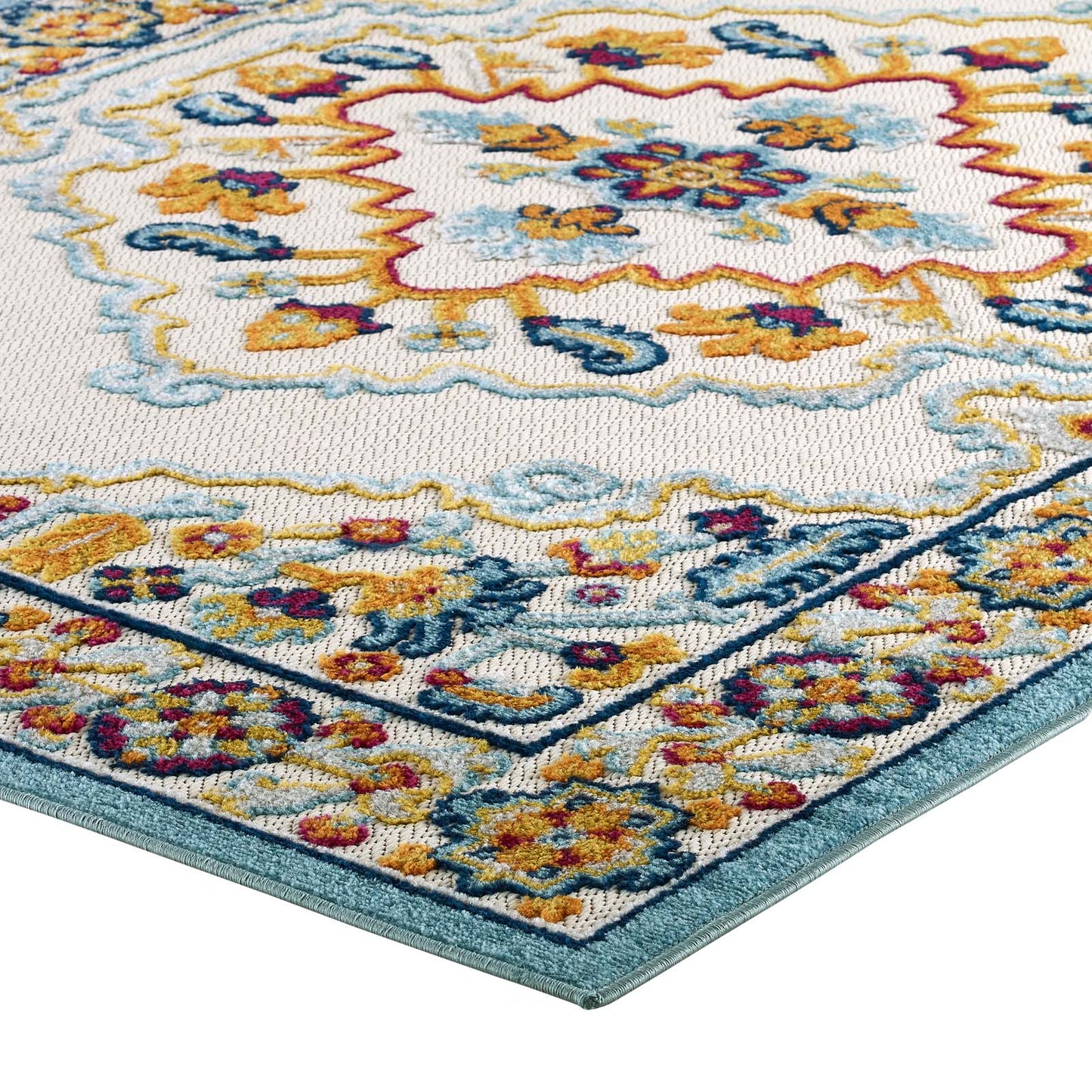 Modway Reflect Ansel Distressed Floral Persian Medallion 5x8 Indoor and Outdoor Area Rug | Rugs | Modishstore-3