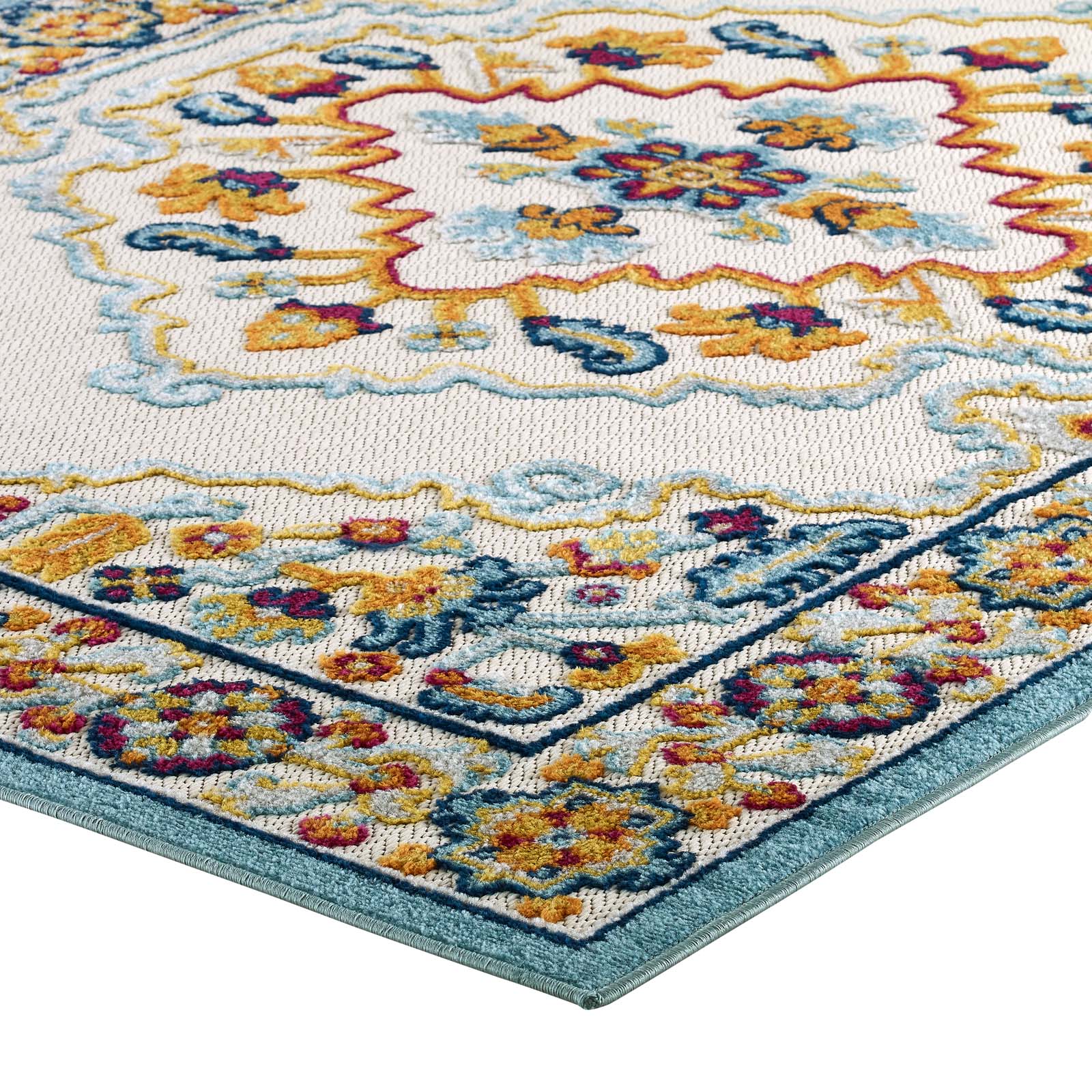 Modway Reflect Ansel Distressed Floral Persian Medallion 5x8 Indoor and Outdoor Area Rug | Rugs | Modishstore-3