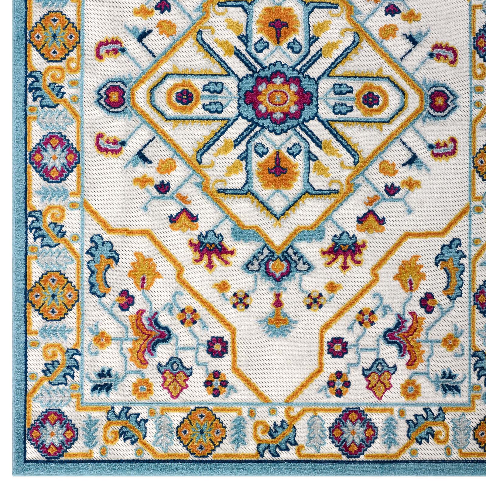 Modway Reflect Freesia Distressed Floral Persian Medallion 5x8 Indoor and Outdoor Area Rug | Rugs | Modishstore-2