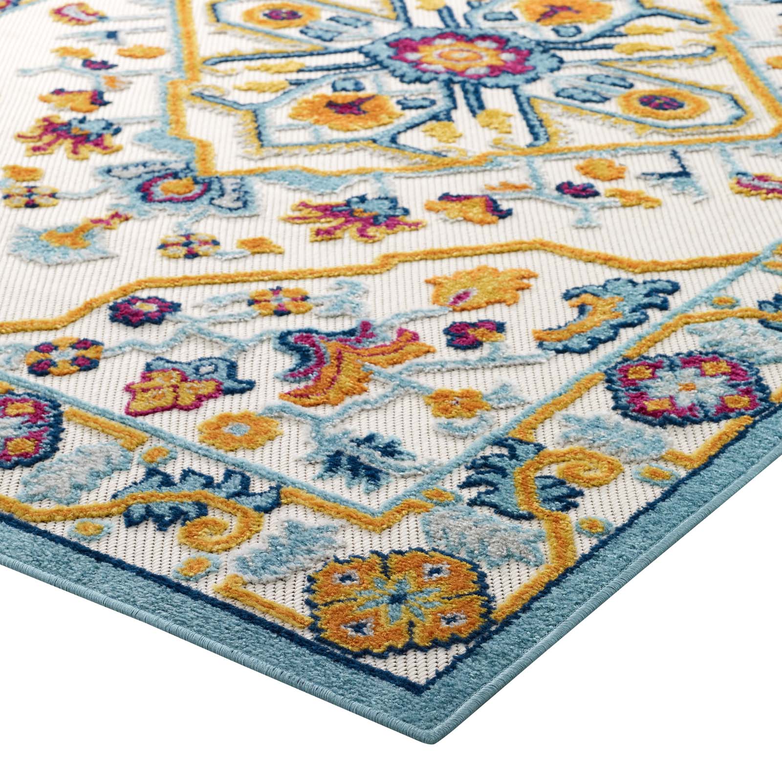 Modway Reflect Freesia Distressed Floral Persian Medallion 5x8 Indoor and Outdoor Area Rug | Rugs | Modishstore-3