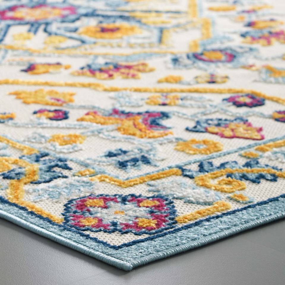 Modway Reflect Freesia Distressed Floral Persian Medallion 8x10 Indoor and Outdoor Area Rug | Rugs | Modishstore-7