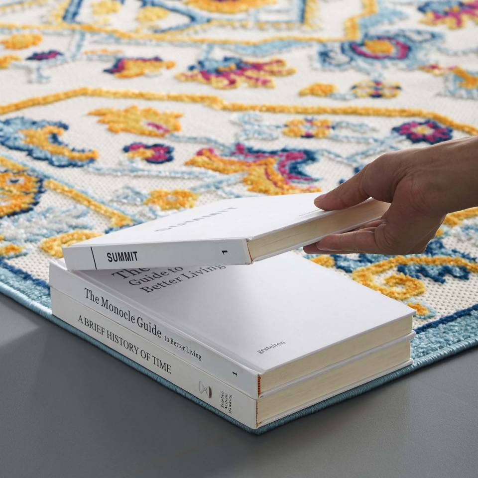 Modway Reflect Freesia Distressed Floral Persian Medallion 8x10 Indoor and Outdoor Area Rug | Rugs | Modishstore-8