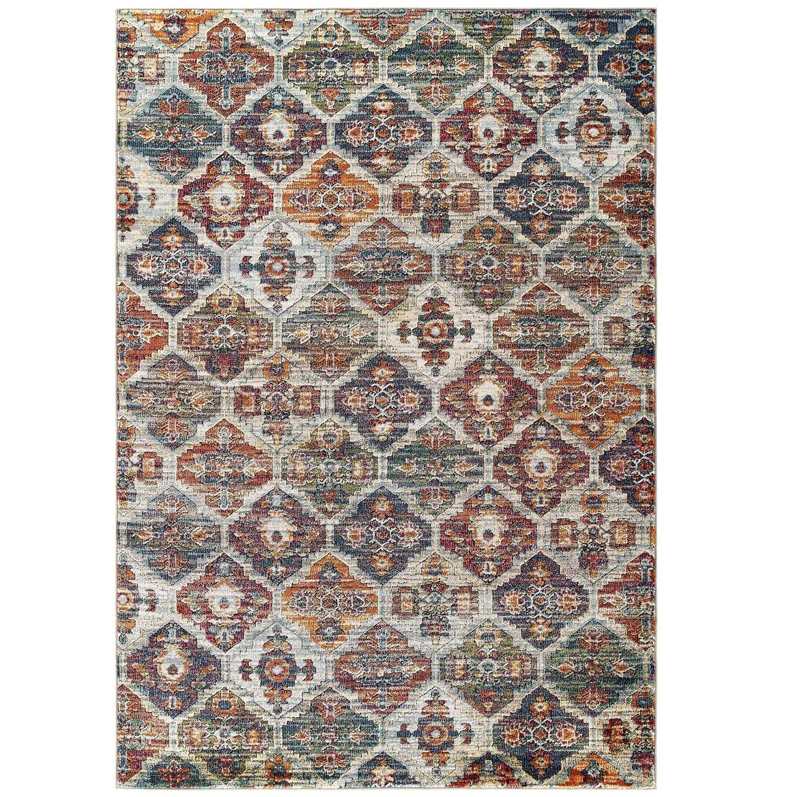 Modway Tribute Azalea Distressed Vintage Floral Lattice 5x8 Area Rug | Rugs | Modishstore