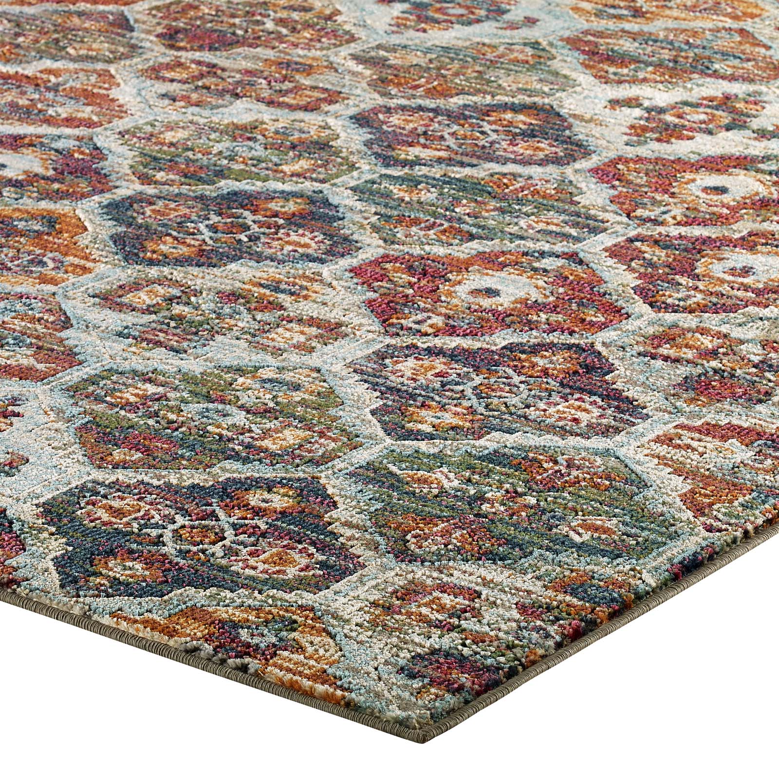 Modway Tribute Azalea Distressed Vintage Floral Lattice 5x8 Area Rug | Rugs | Modishstore-3
