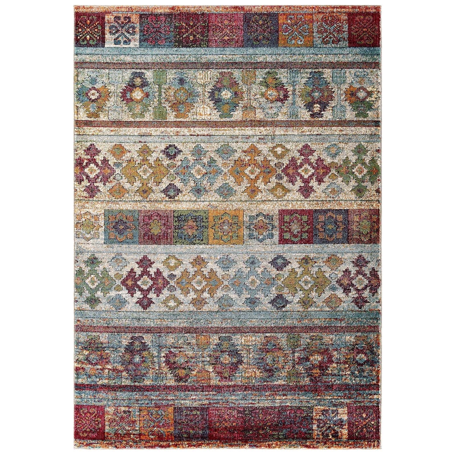 Modway Tribute Nala Distressed Vintage Floral Lattice 5x8 Area Rug | Rugs | Modishstore