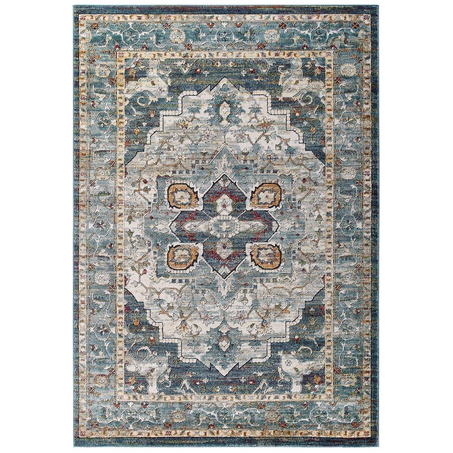 Modway-Tribute Diantha Distressed Vintage Floral Persian Medallion 5x8 Area Rug