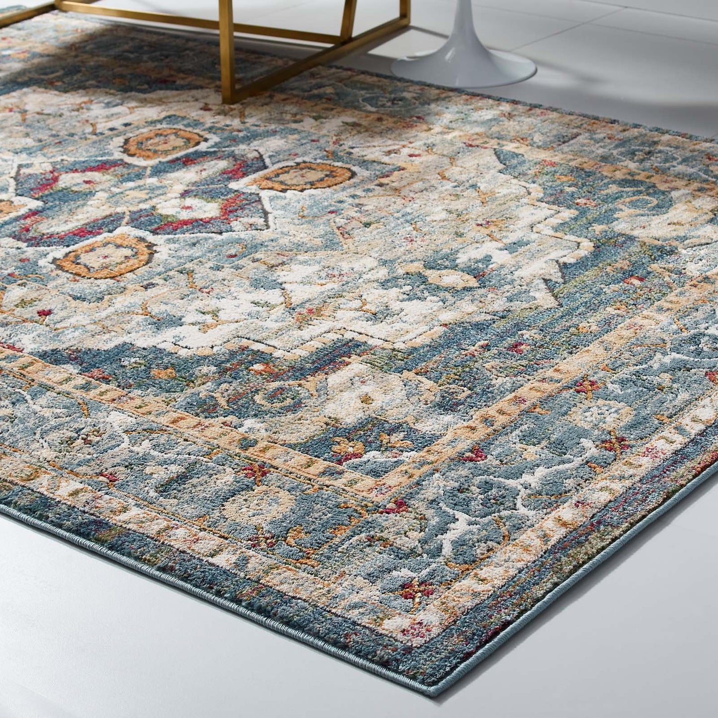 Modway-Tribute Diantha Distressed Vintage Floral Persian Medallion 5x8 Area Rug