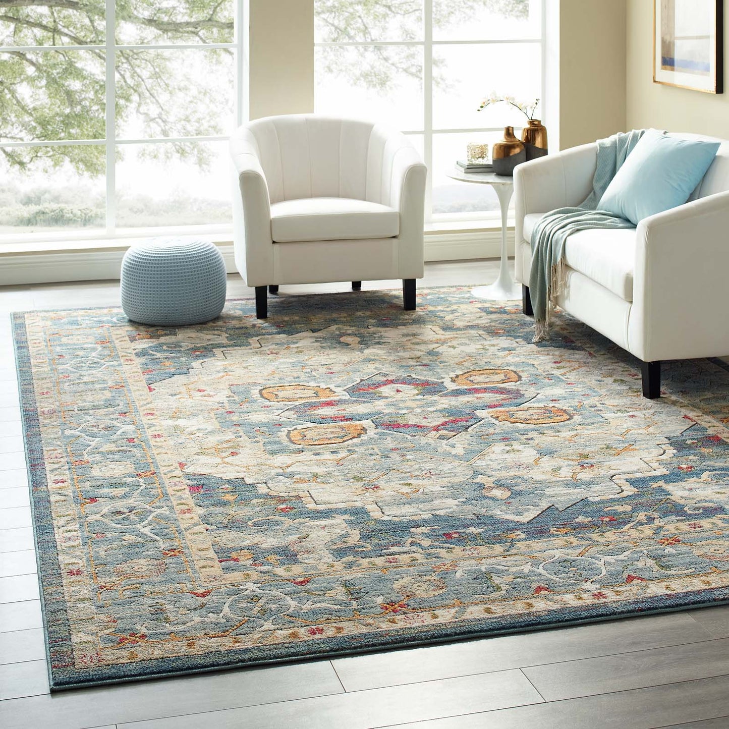 Modway Tribute Diantha Distressed Vintage Floral Persian Medallion 8x10 Area Rug | Rugs | Modishstore