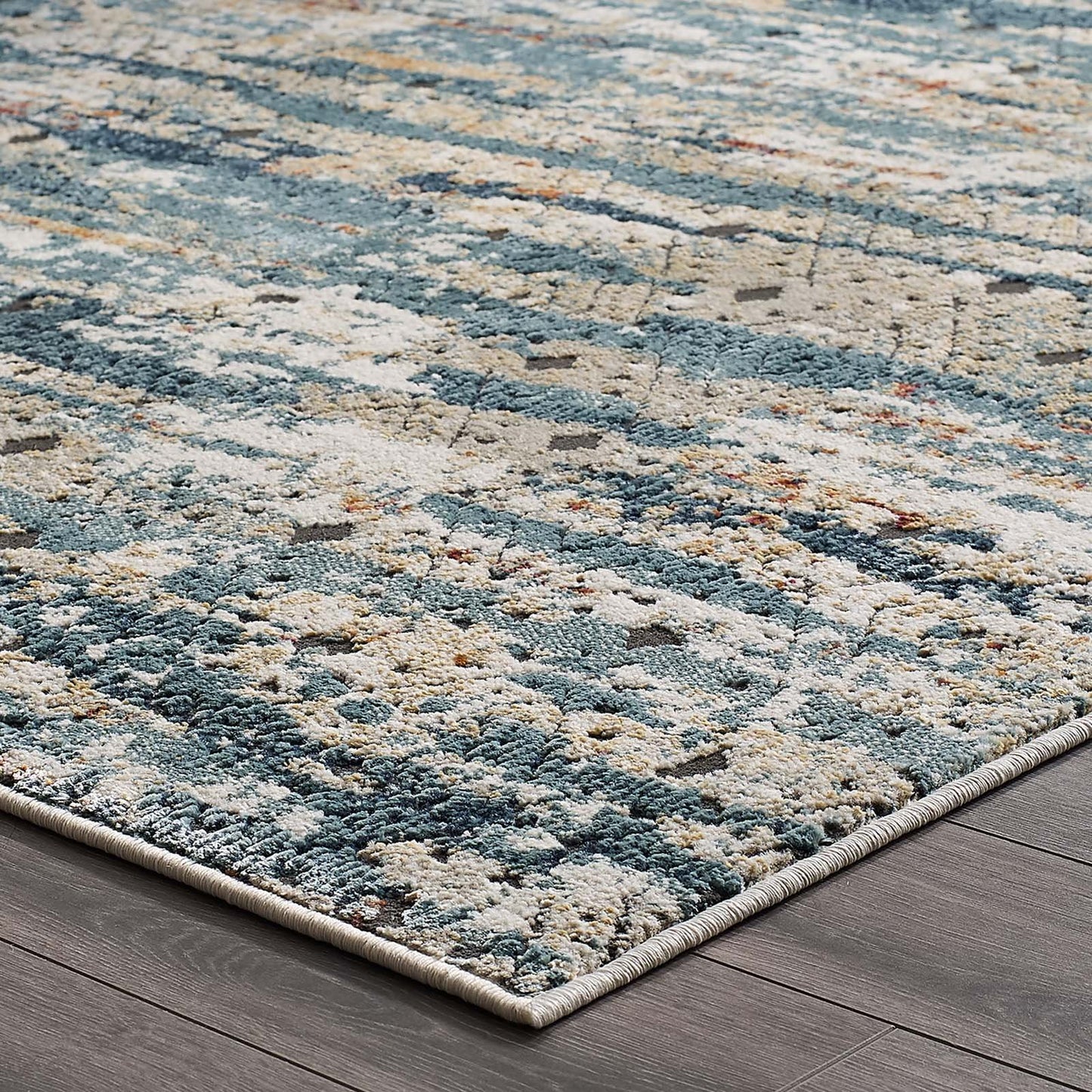Modway Tribute Eisley Rustic Distressed Transitional Diamond Lattice 5x8 Area Rug Multicolored