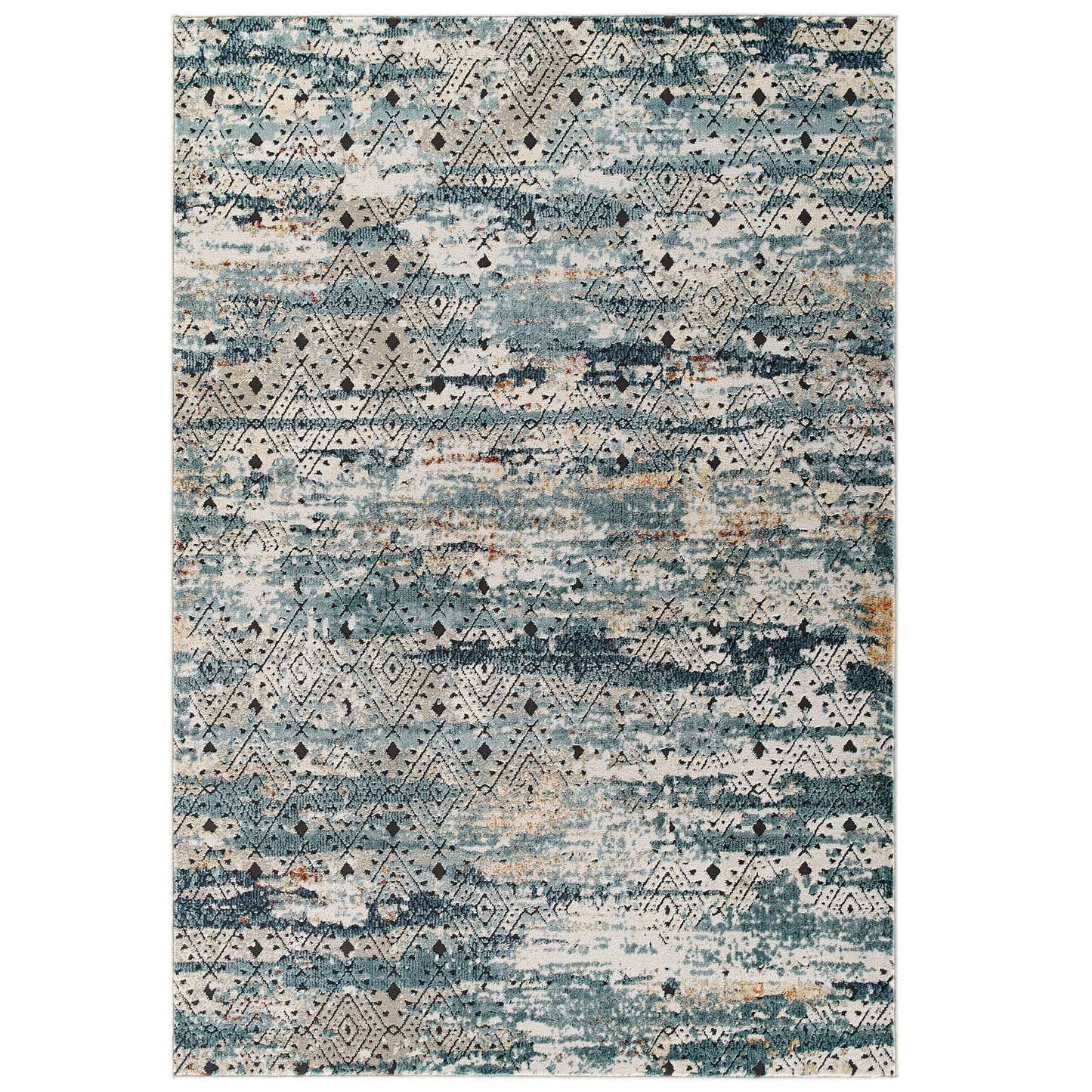 Modway Tribute Eisley Rustic Distressed Transitional Diamond Lattice 8x10 Area Rug Multicolored