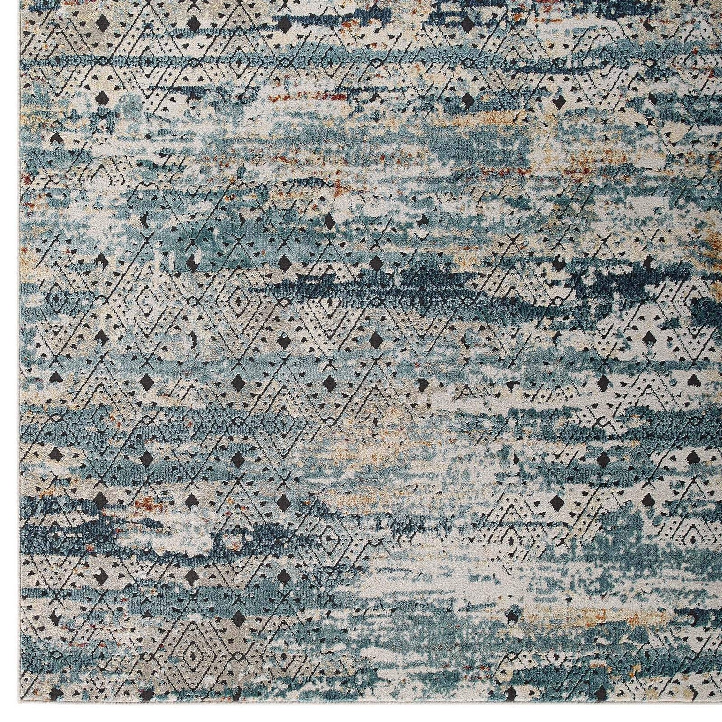Modway Tribute Eisley Rustic Distressed Transitional Diamond Lattice 8x10 Area Rug Multicolored