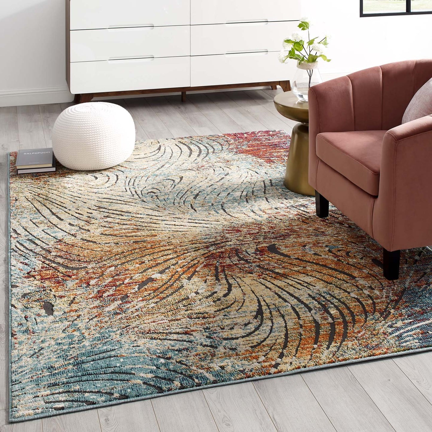 Modway Tribute Ember Contemporary Modern Vintage Mosaic 5x8 Area Rug
