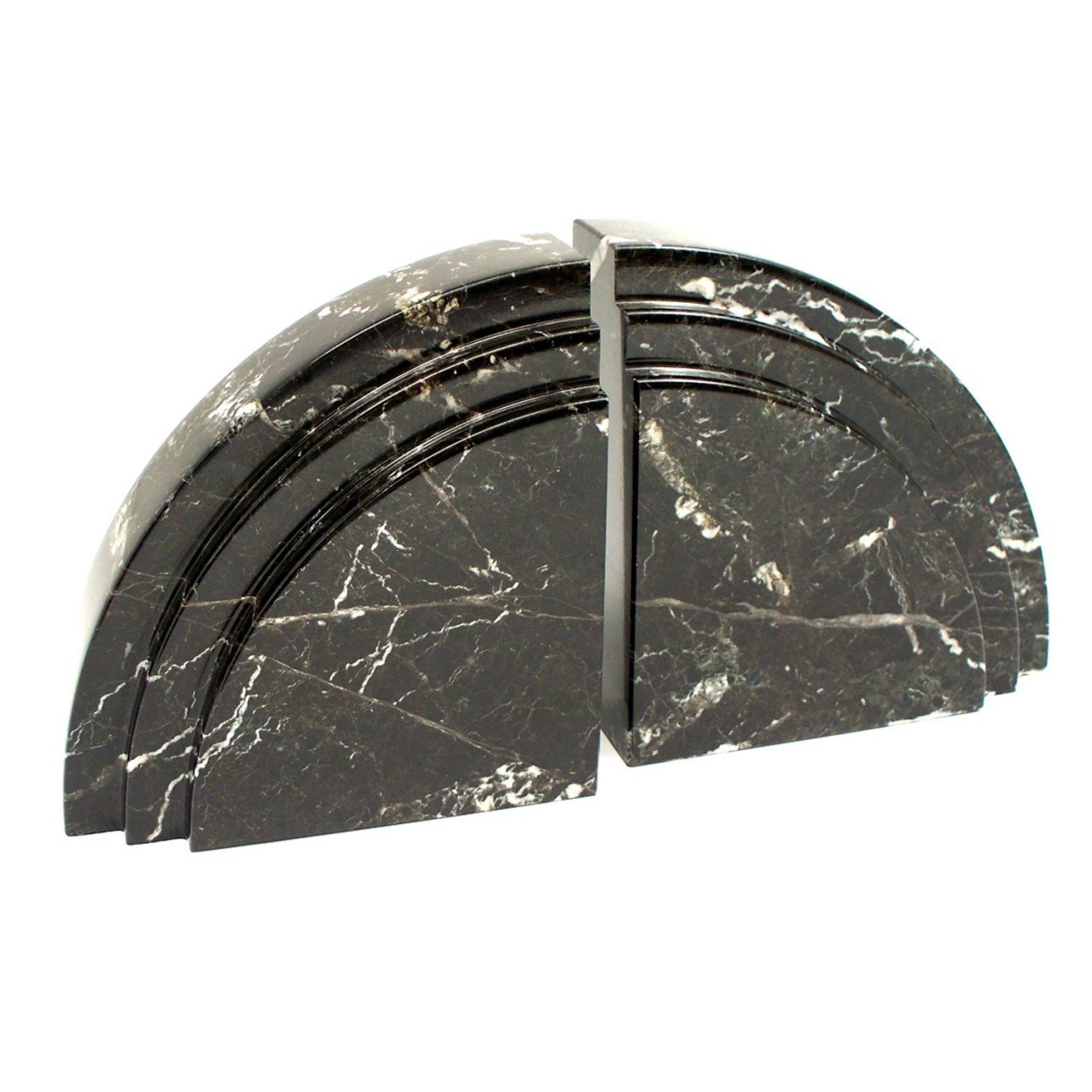 Bey-Berk Marble "Black Zebra" Bookends