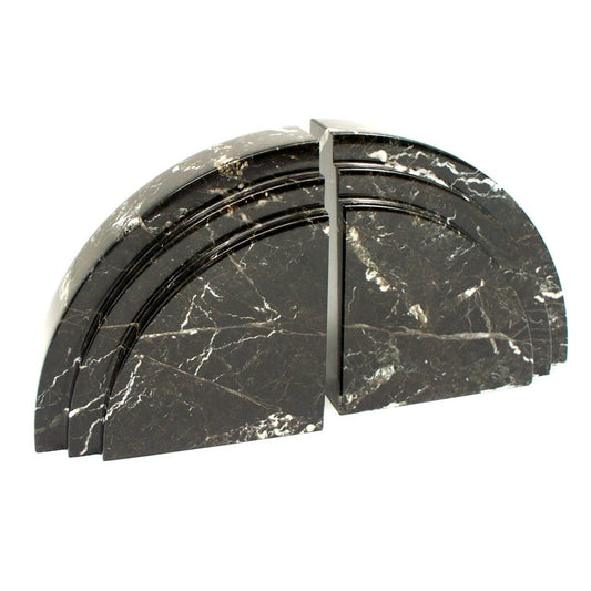 Bey-Berk Marble "Black Zebra" Bookends