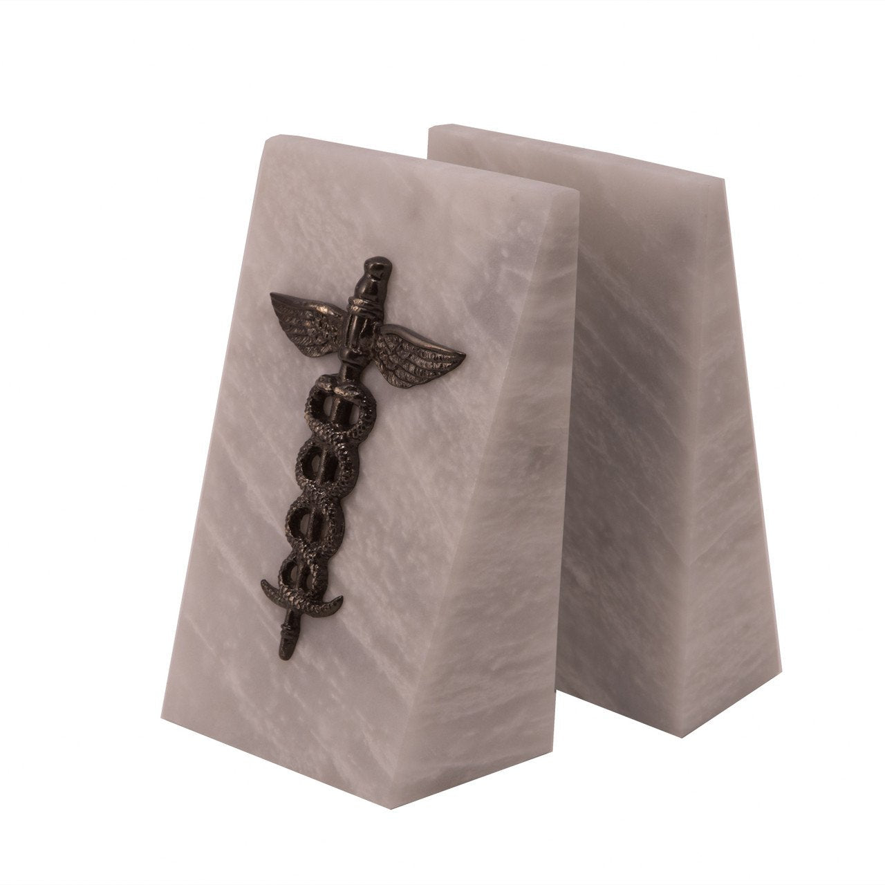 Bey-Berk  White Marble "Medical" Emblem Bookends